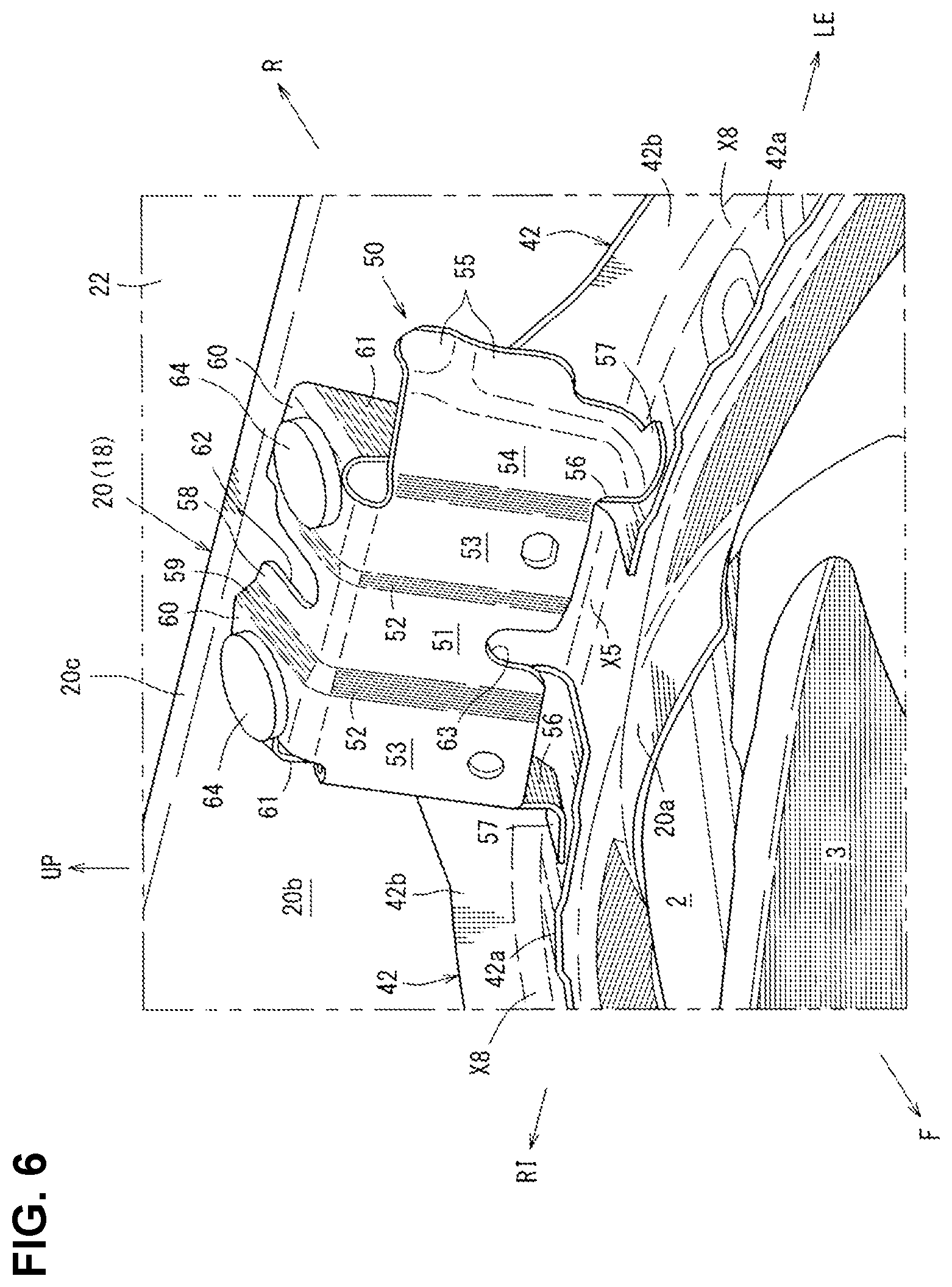Patent US12351029 Figure 6 – Lower vehicle-body structure of vehicle
