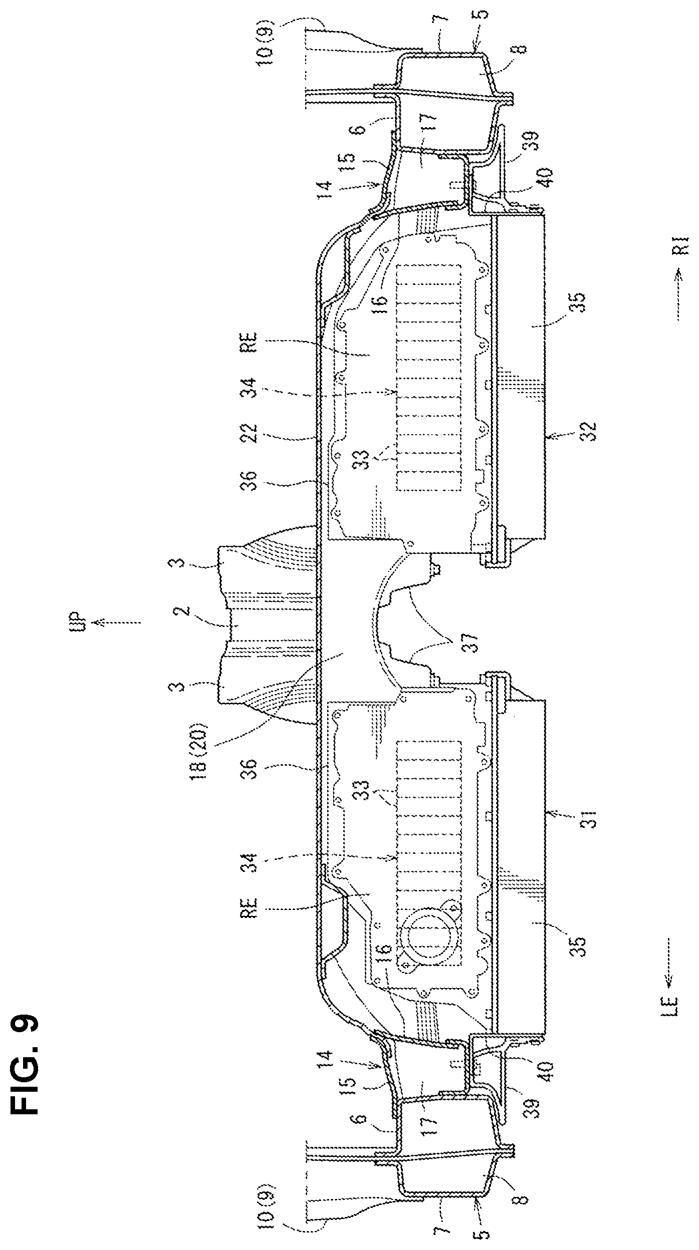 Patent US12351029 Figure 9 – Lower vehicle-body structure of vehicle