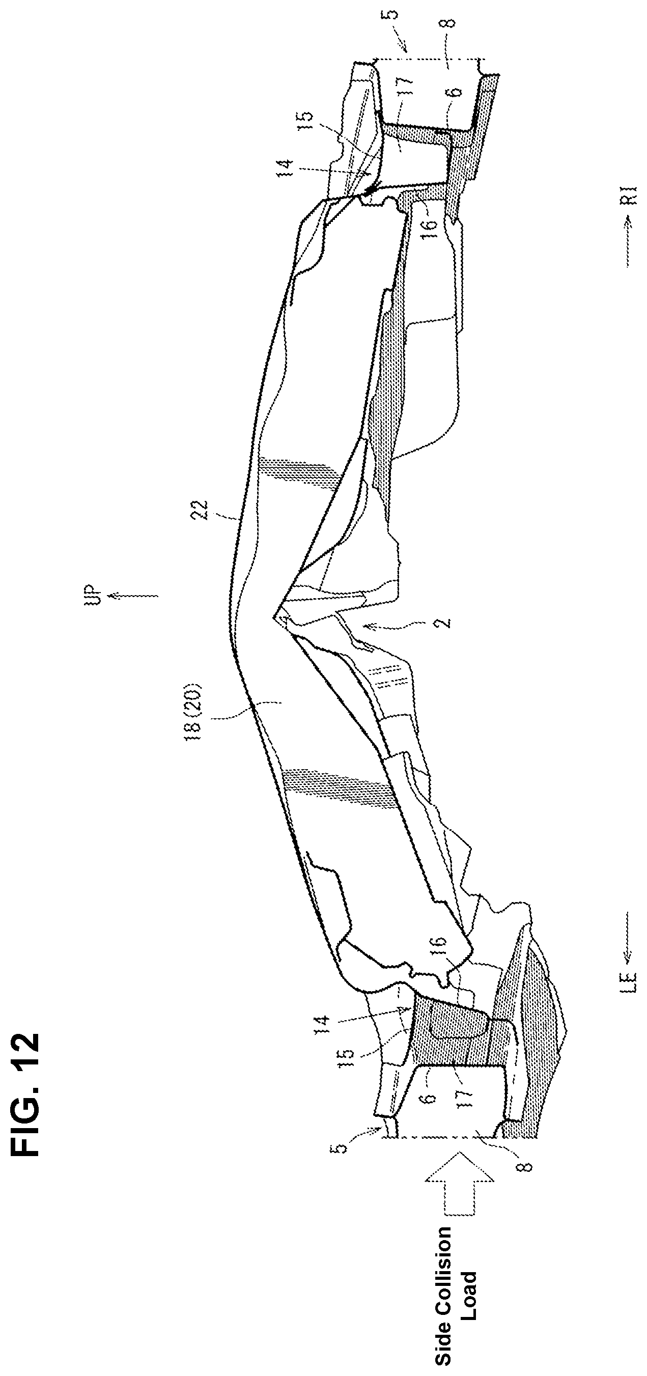 Patent US12351029 Figure 12 – Lower vehicle-body structure of vehicle