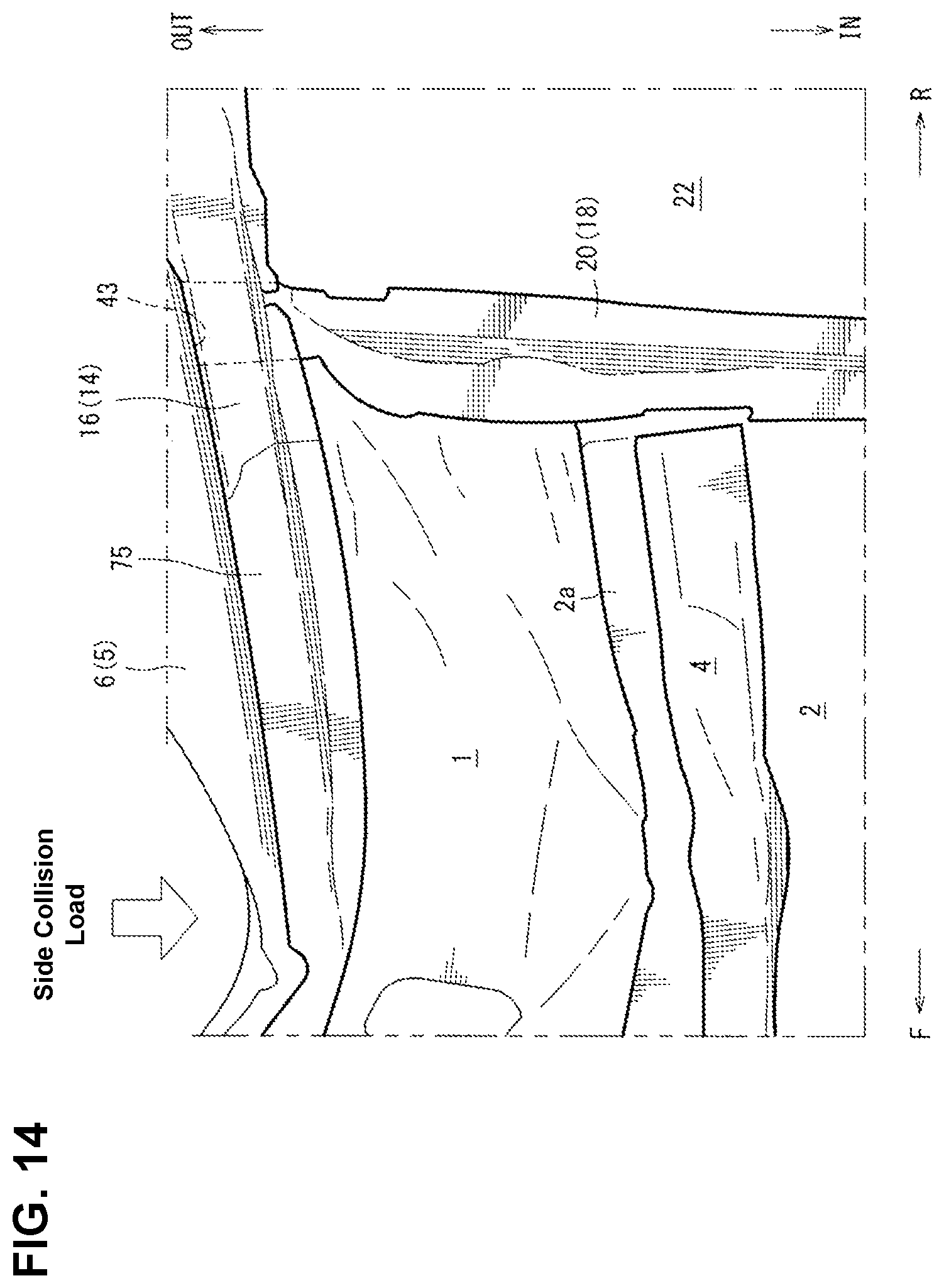 Patent US12351029 Figure 14 – Lower vehicle-body structure of vehicle