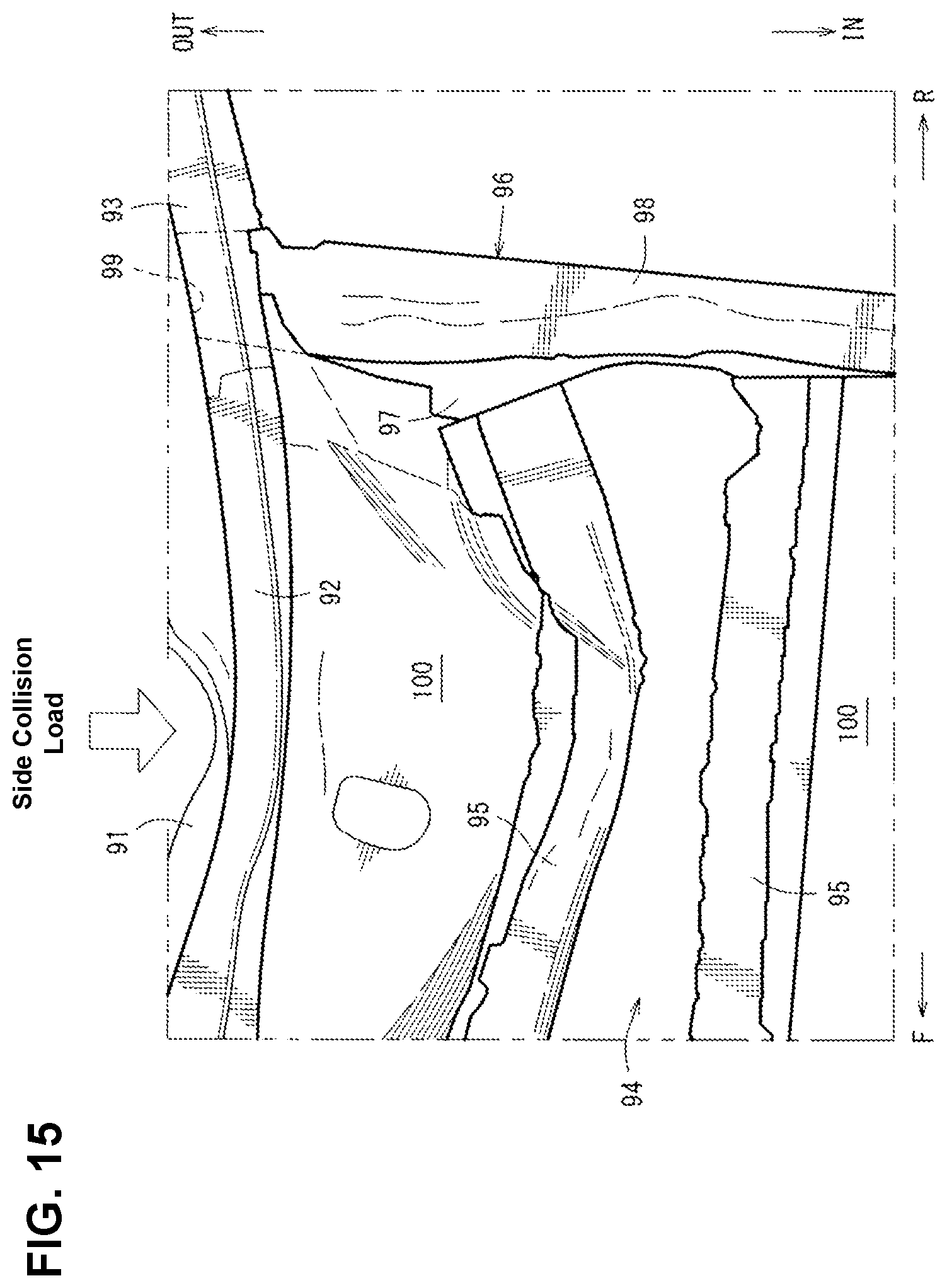 Patent US12351029 Figure 15 – Lower vehicle-body structure of vehicle