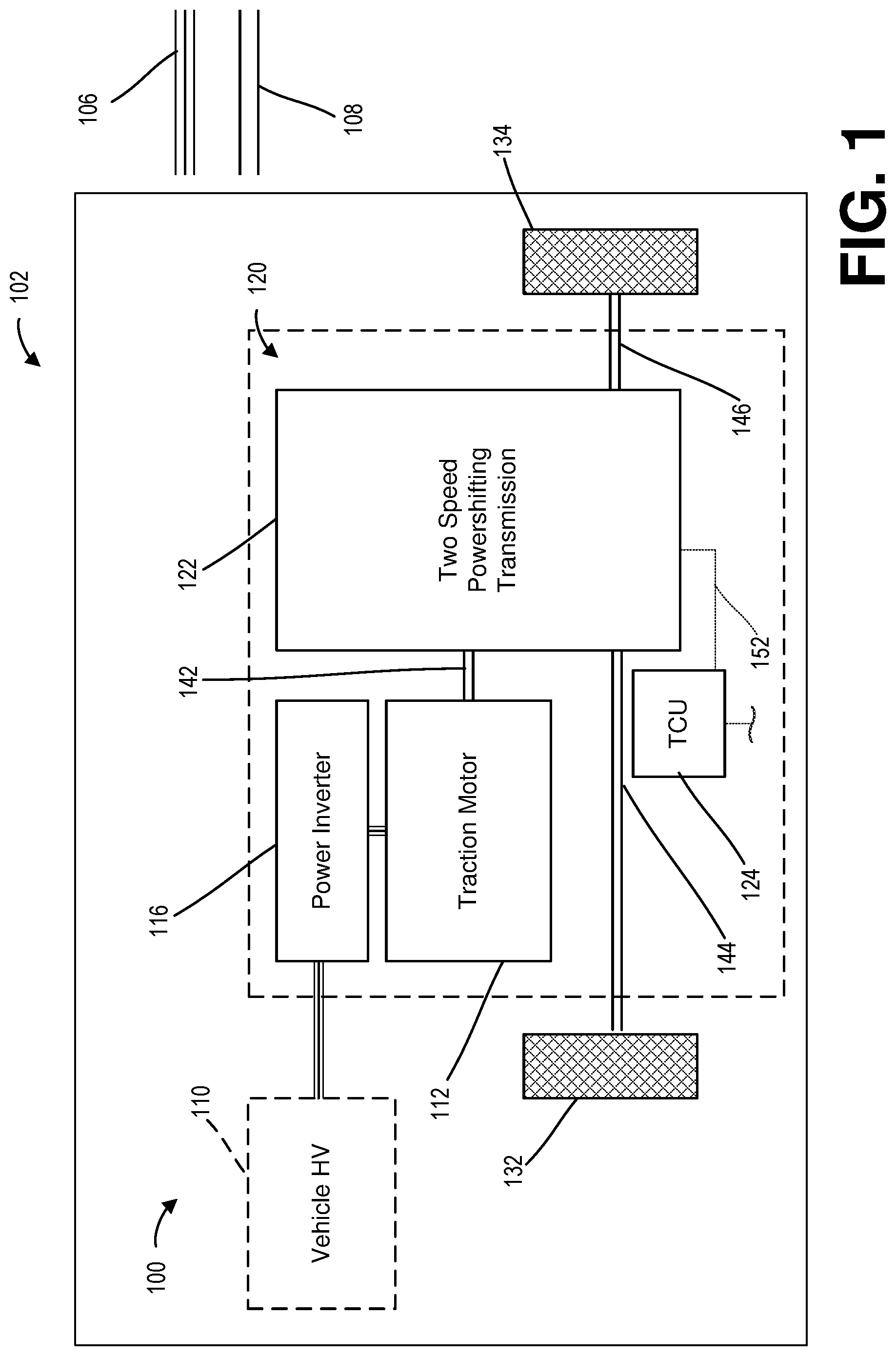 Patent US12351030 Figure 1 – Automatic transmission with one or more dynamically controllable one way clutches