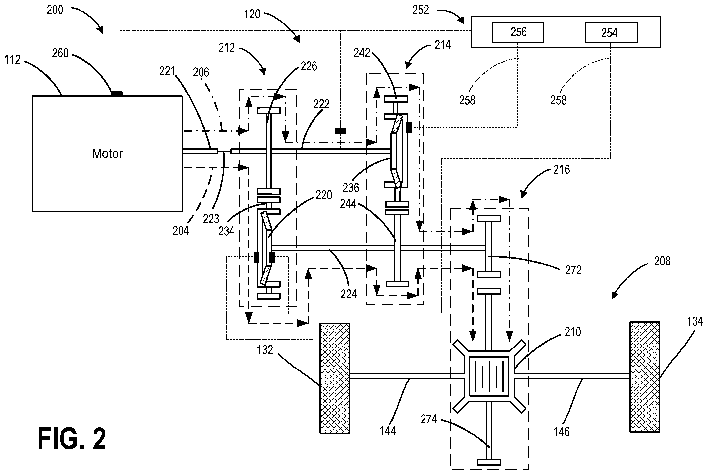 Patent US12351030 Figure 2 – Automatic transmission with one or more dynamically controllable one way clutches