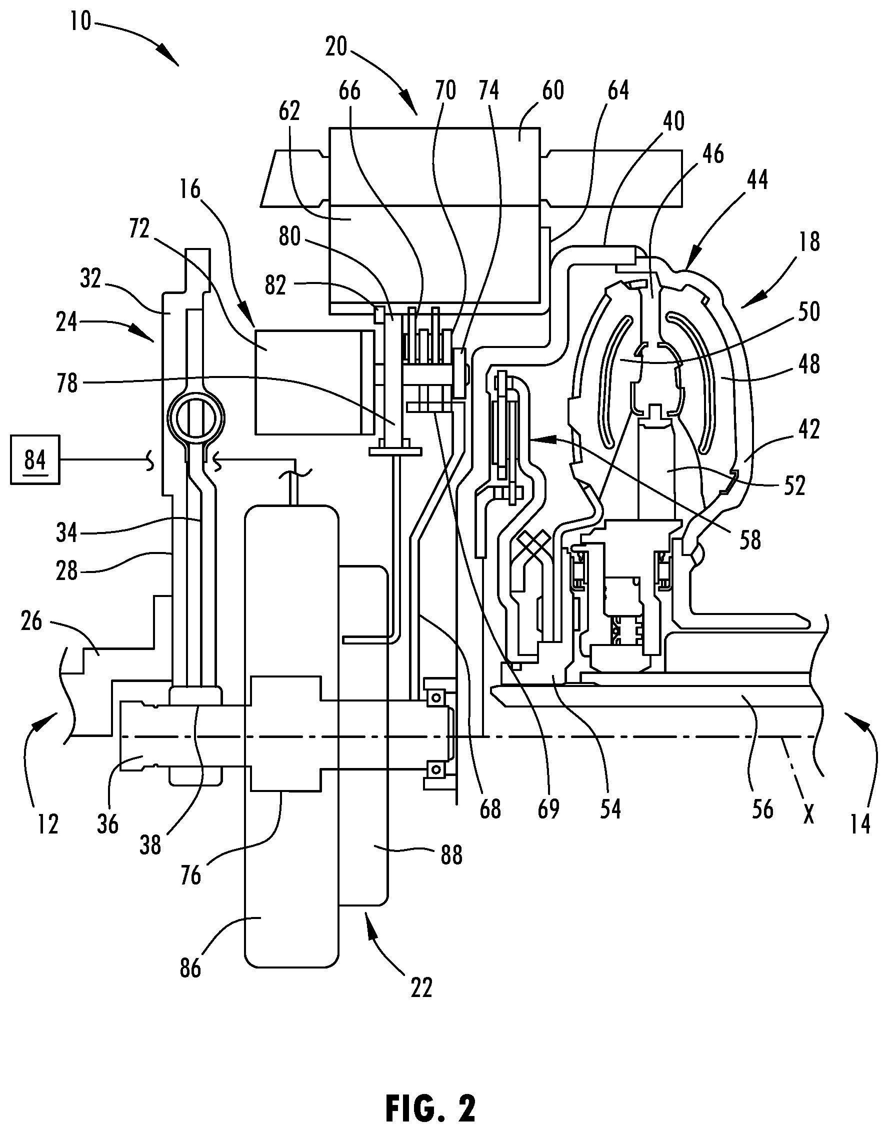 Patent US12351031 Figure 2 – Compact P2 hybrid architecture
