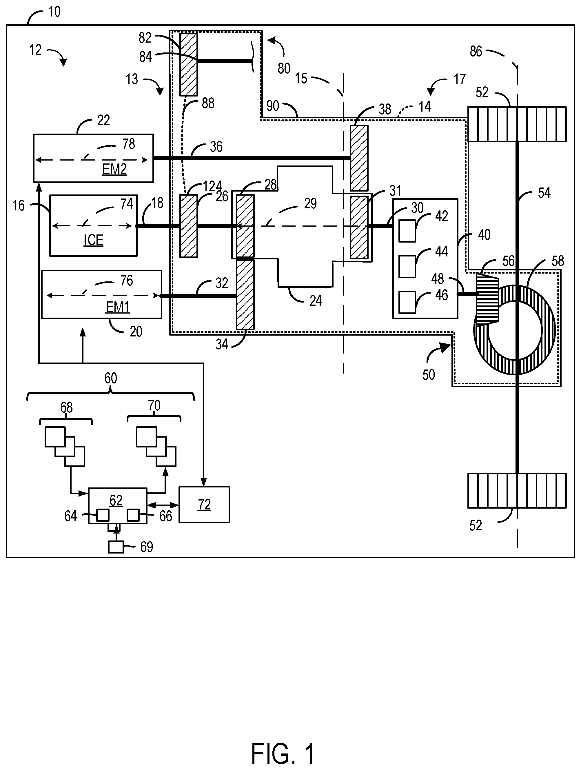 Patent US12351032 Figure 1 – Electric continuously variable transmission and methods therefor