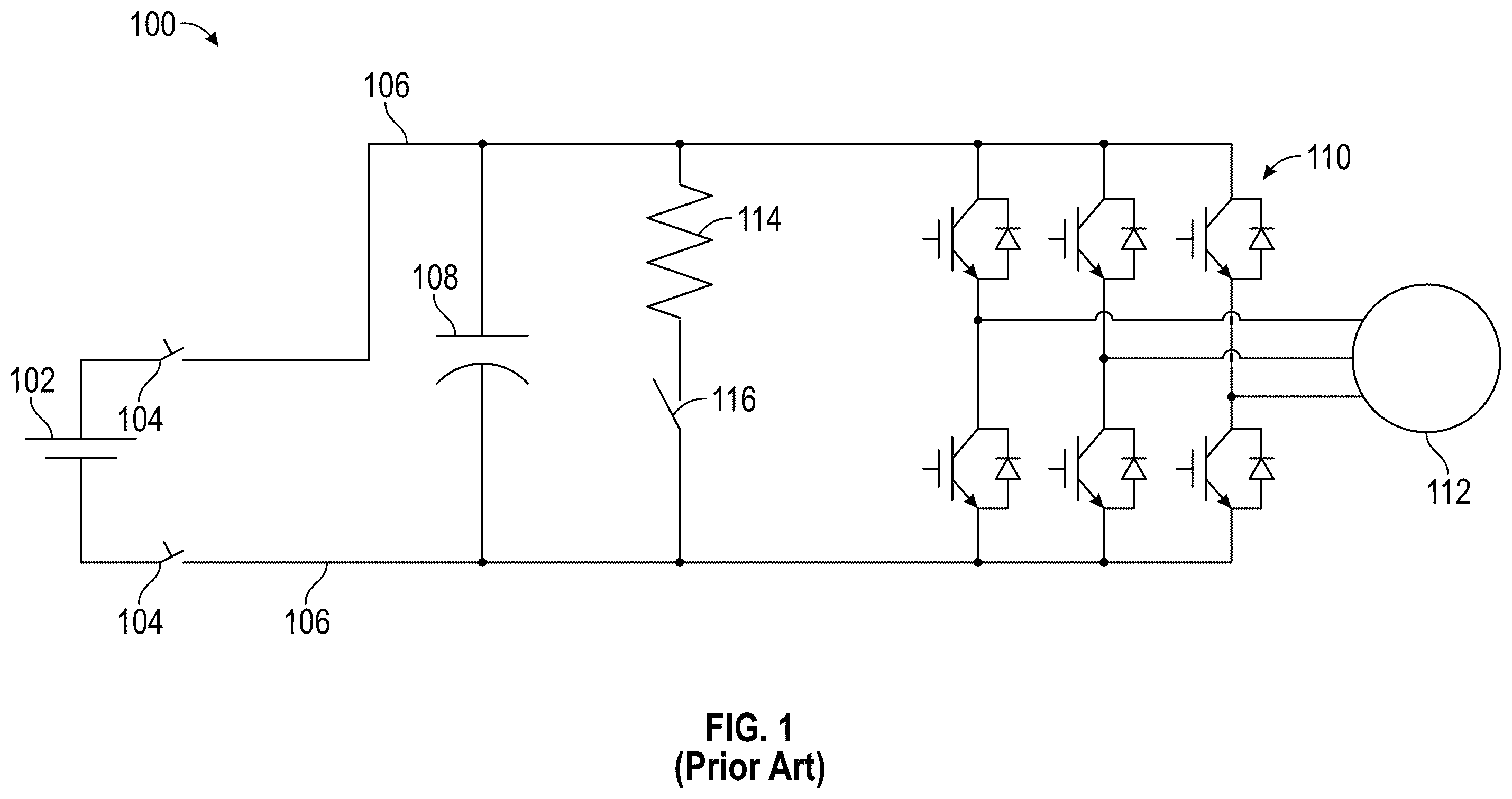 Patent US12351037 — Thermal management of active discharge function in automotive inverters — Figure 1