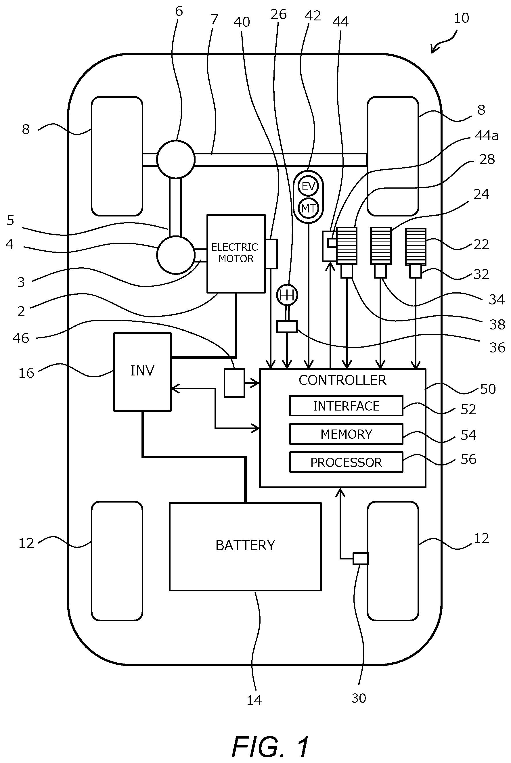 Patent US12351038 Figure 1 – Electric vehicle