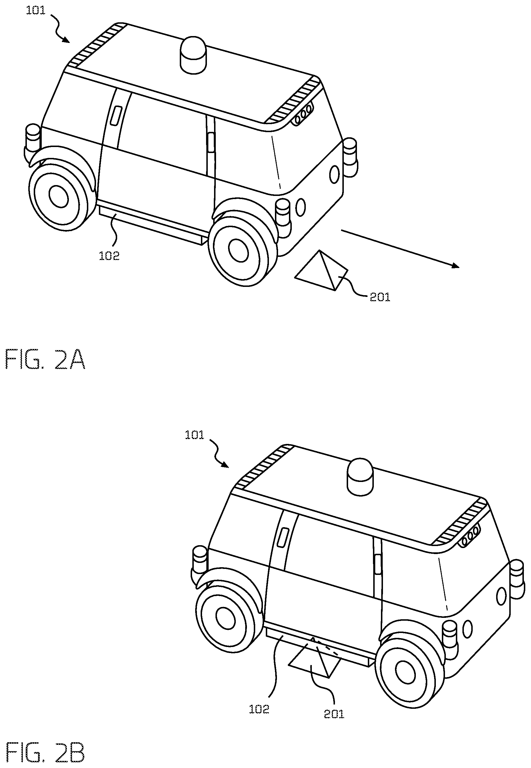 Patent US12351041 Figure 2 – Impact detection on vehicle underside
