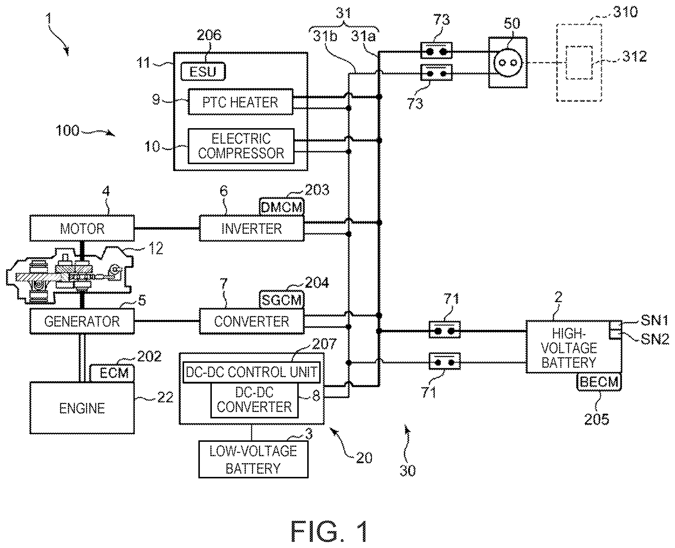Patent US12351048 Figure 1 – Battery charging control device for vehicle