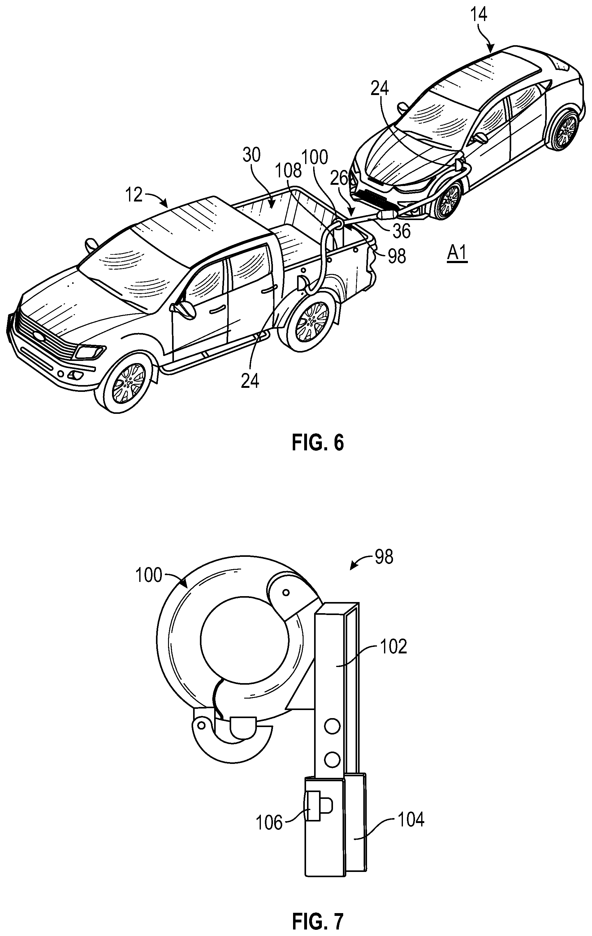 Patent US12351049 Figure 5 – Charging cord designs and routing configurations for use during in-flight bidirectional charging of electrified vehicles