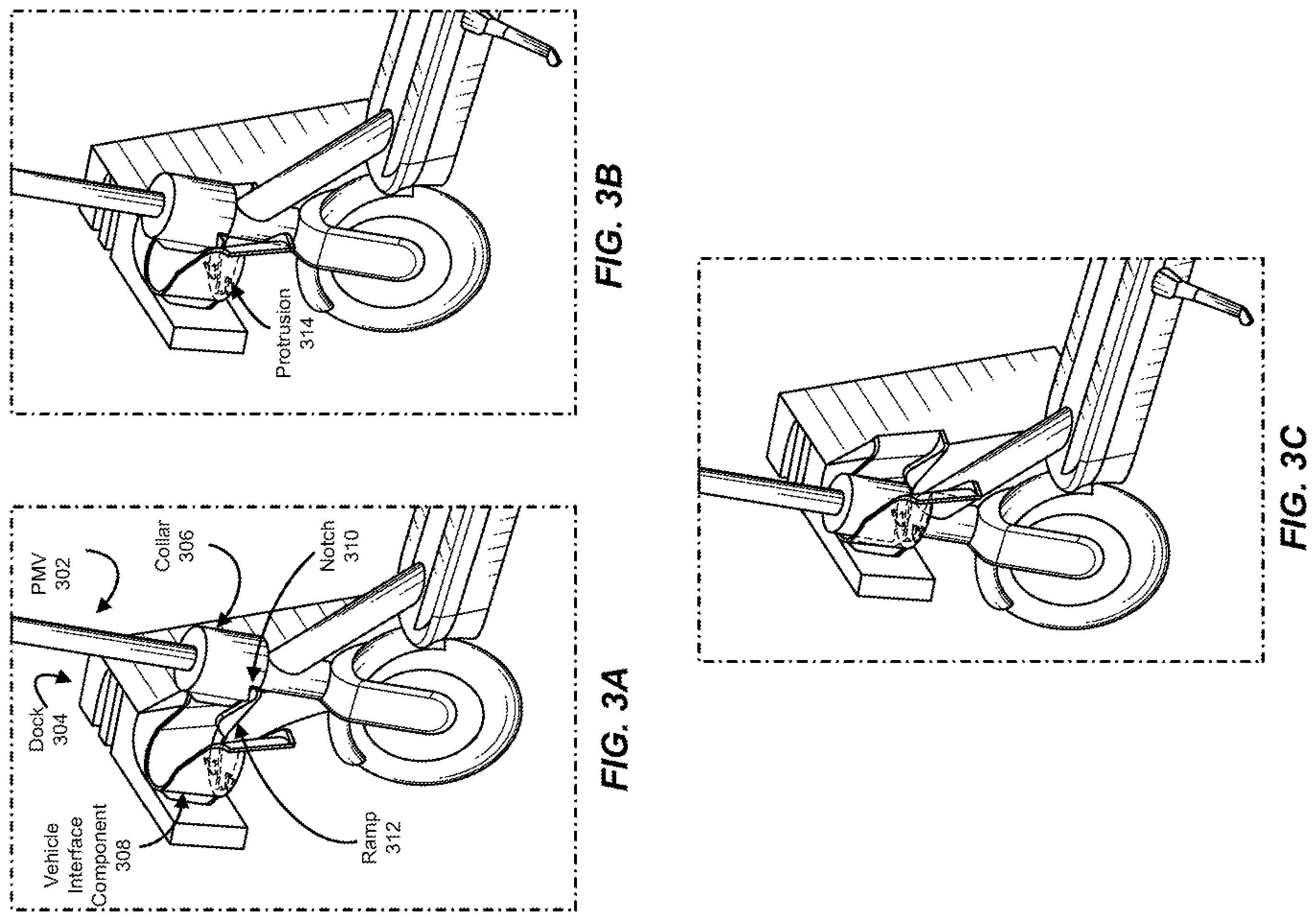 Patent US12351053 Figure 3 – Apparatus, systems, and methods for charging personal mobility vehicles via docks