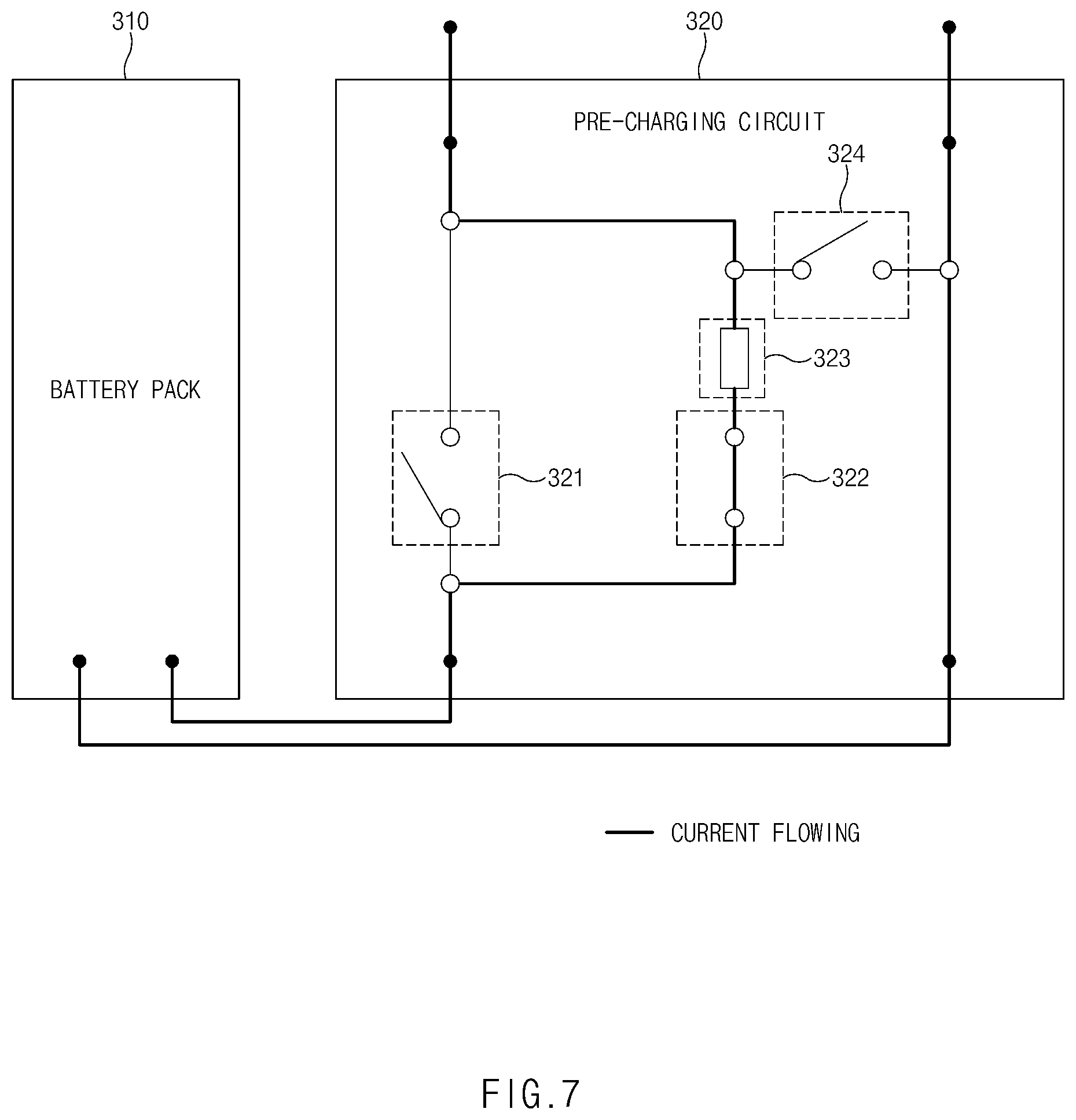 Patent US12351070 Figure 7 – Method for balancing parallel battery packs using pre-charging circuit and apparatus and system for the same