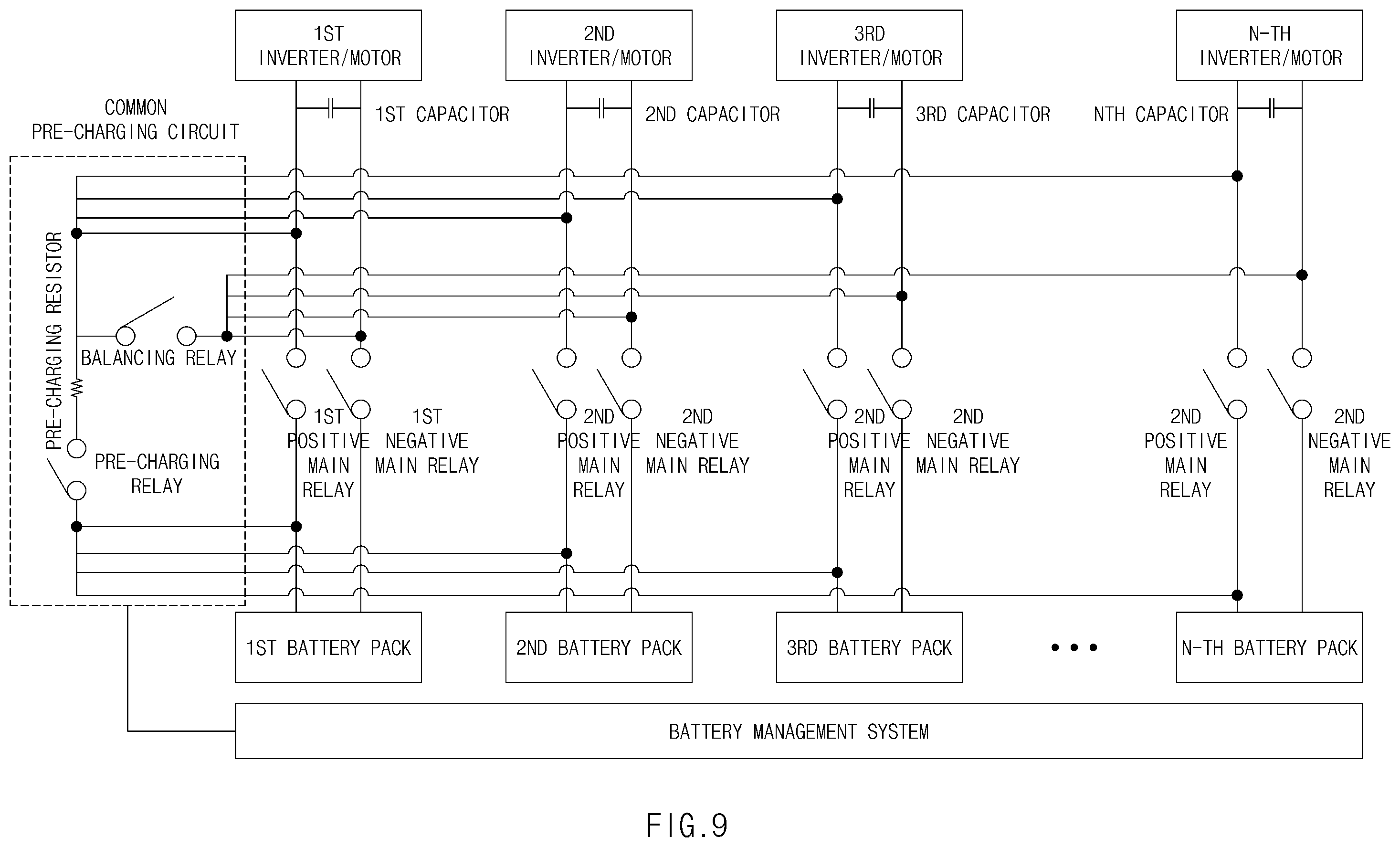 Patent US12351070 Figure 9 – Method for balancing parallel battery packs using pre-charging circuit and apparatus and system for the same