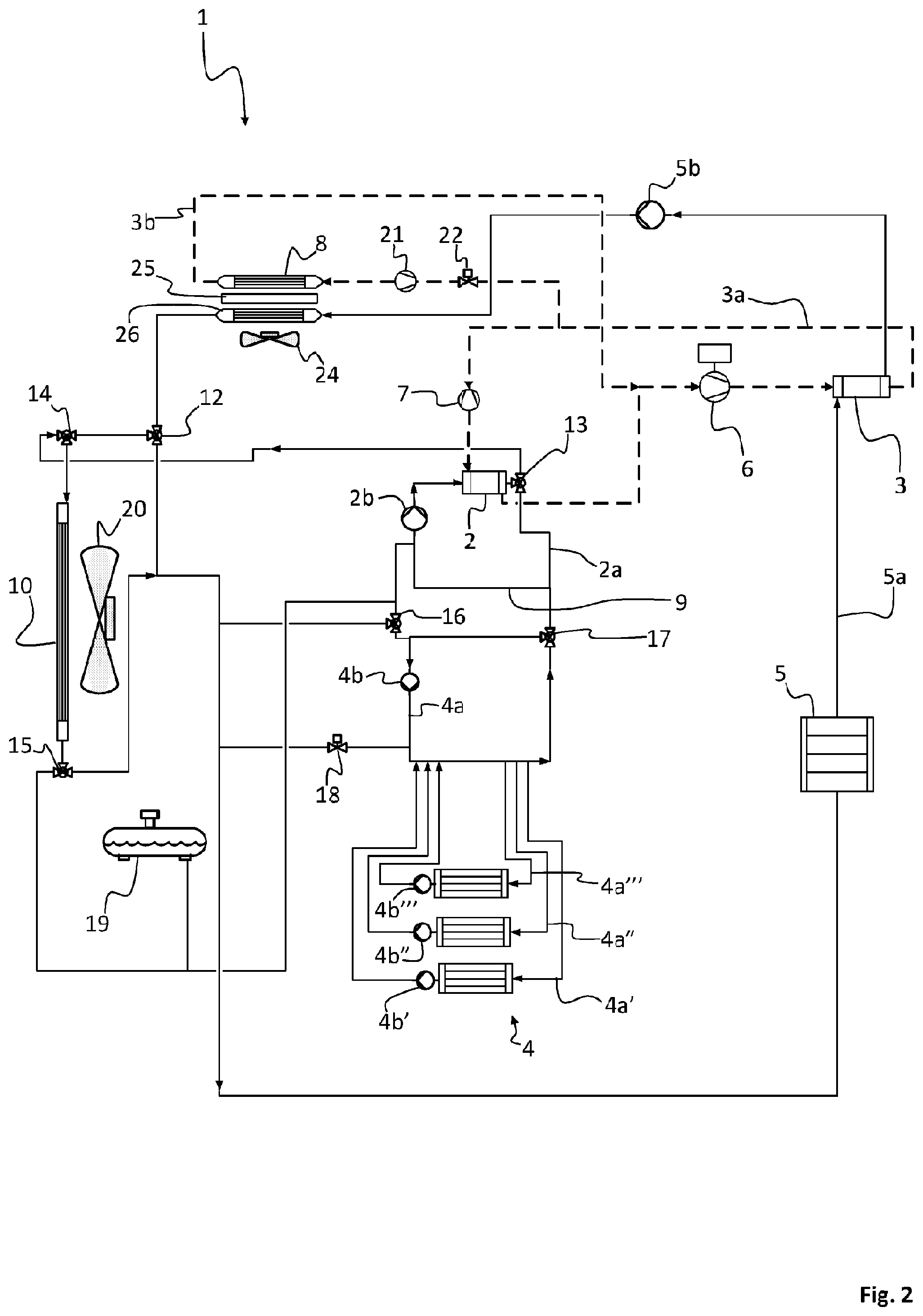 Patent US12351072 Figure 2 – Cooling system, vehicle comprising such cooling system and a method of cooling a battery