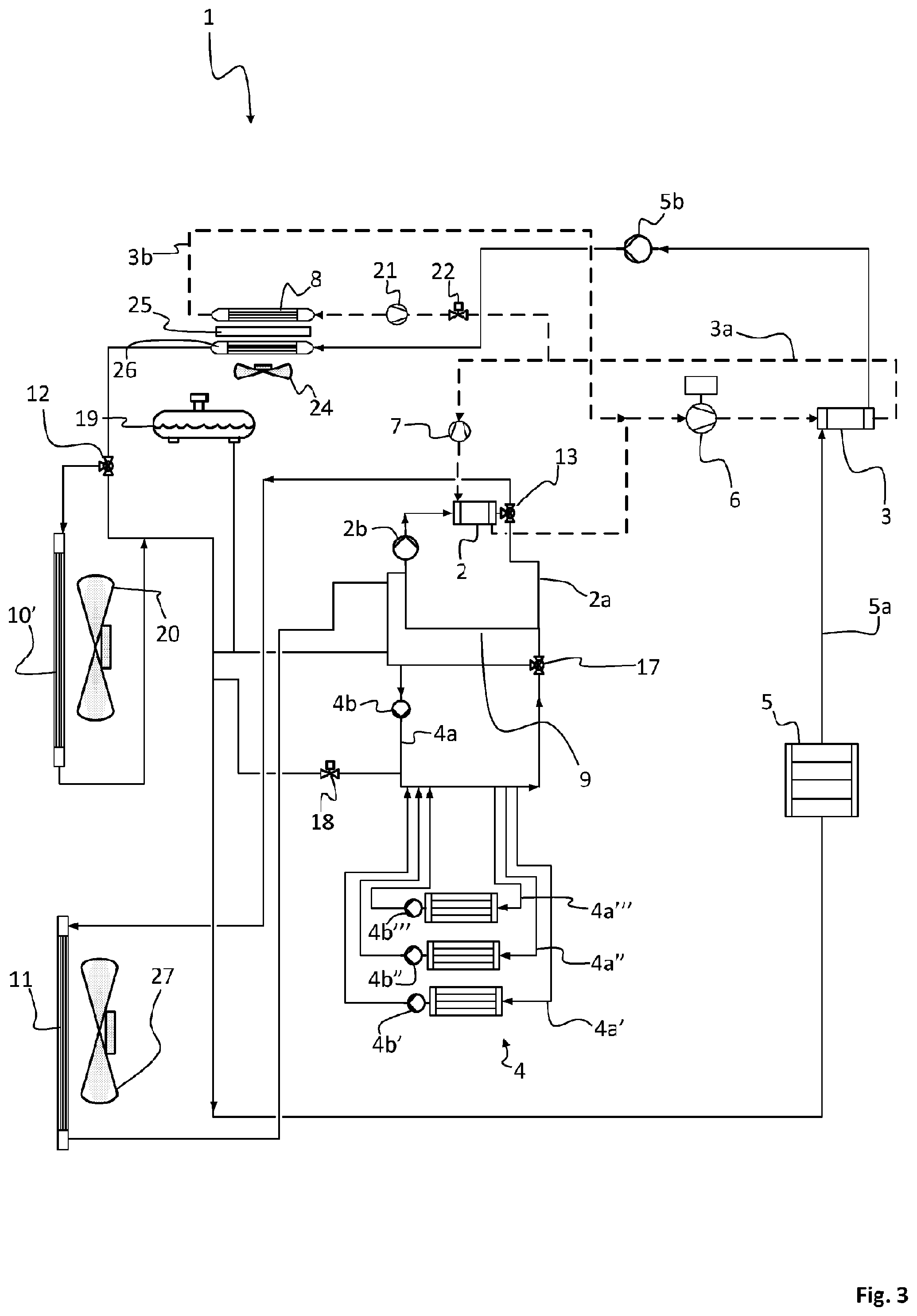 Patent US12351072 Figure 3 – Cooling system, vehicle comprising such cooling system and a method of cooling a battery