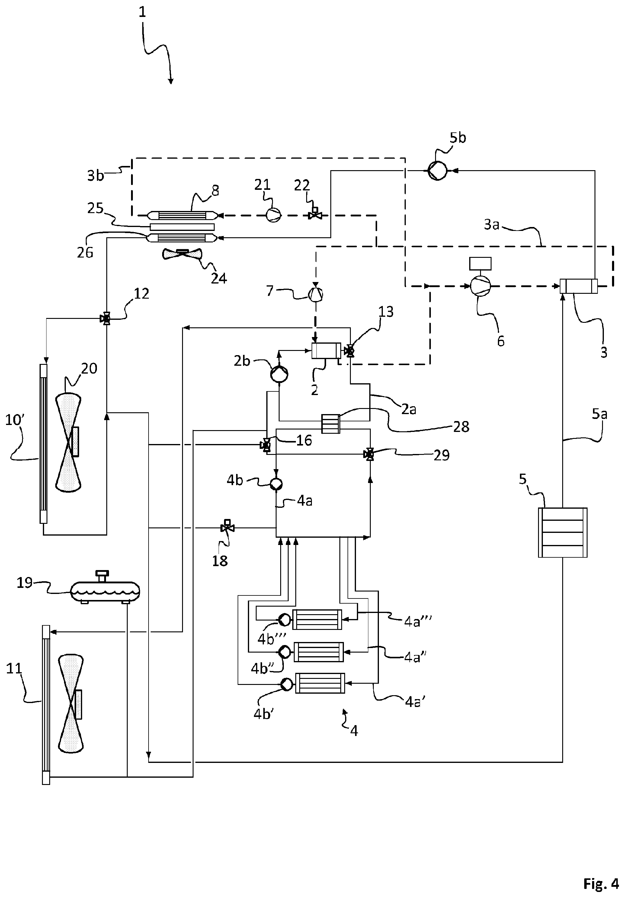 Patent US12351072 Figure 4 – Cooling system, vehicle comprising such cooling system and a method of cooling a battery