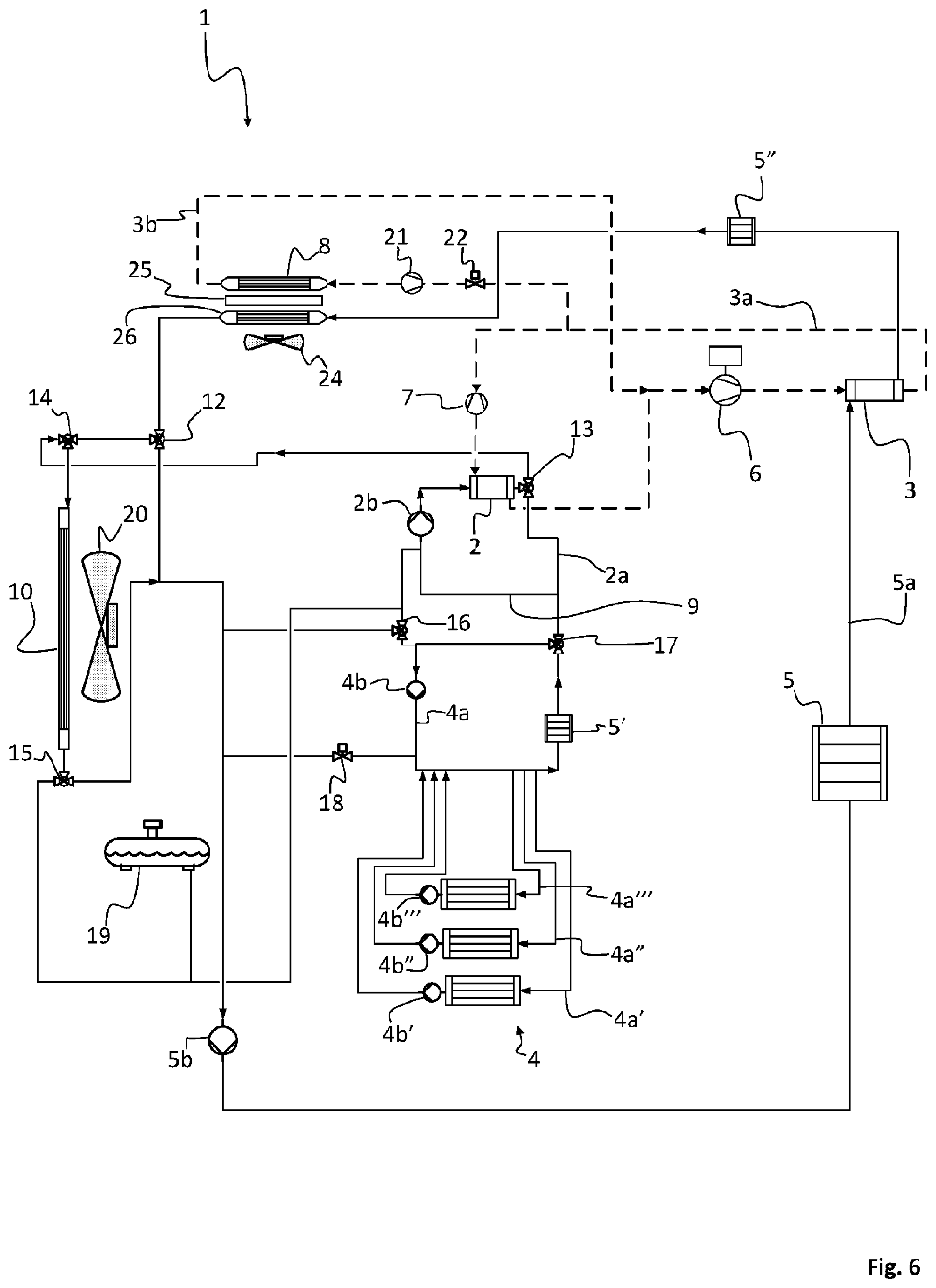 Patent US12351072 Figure 6 – Cooling system, vehicle comprising such cooling system and a method of cooling a battery