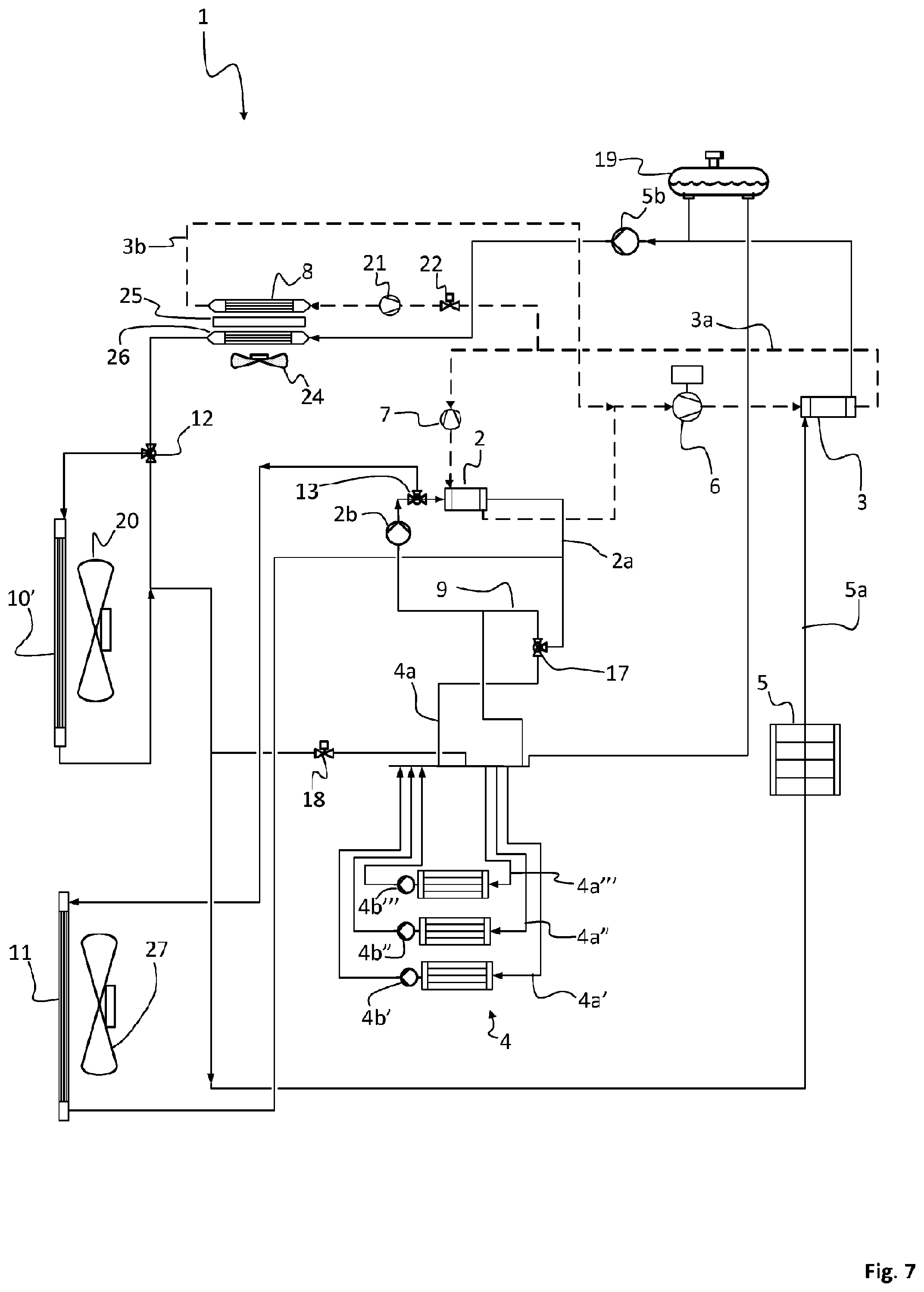 Patent US12351072 Figure 7 – Cooling system, vehicle comprising such cooling system and a method of cooling a battery