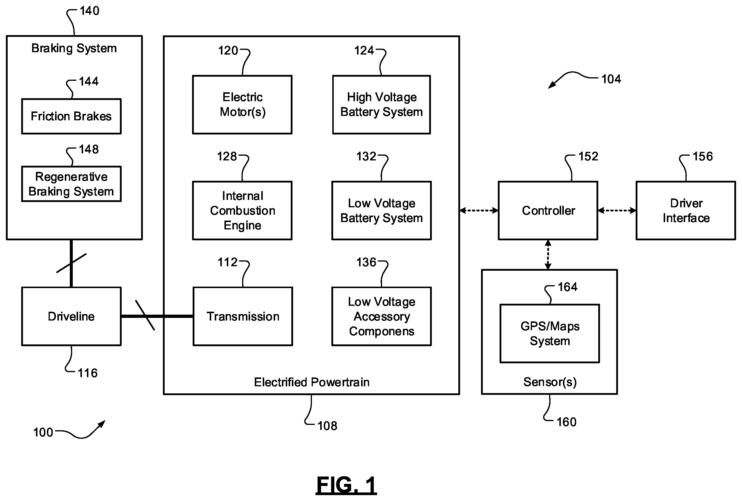 Patent US12351075 — Predictive e-burn to manage energy storage for improved regenerative braking — Figure 1