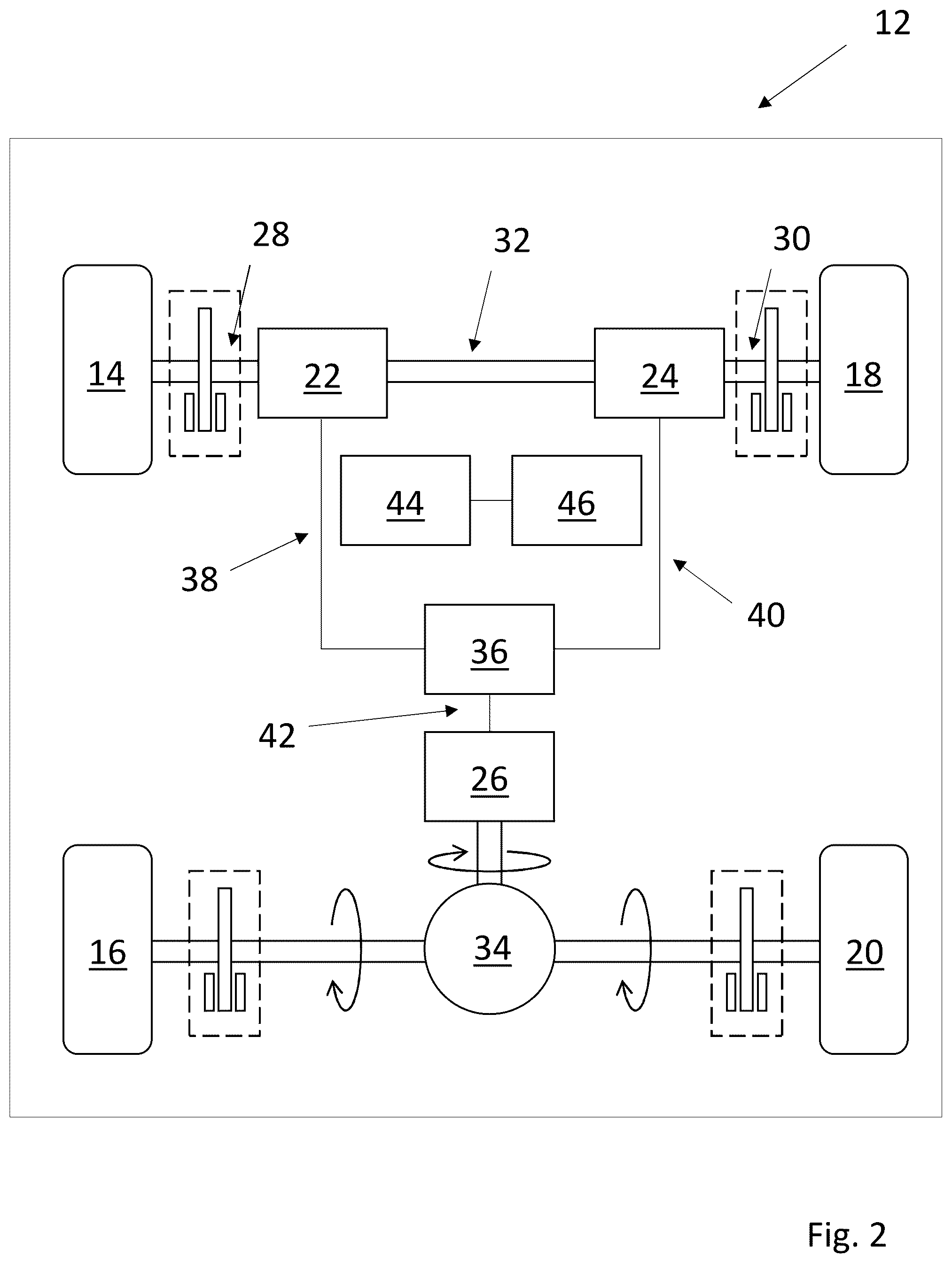 Patent US12351076 Figure 2 – Driveline for a vehicle