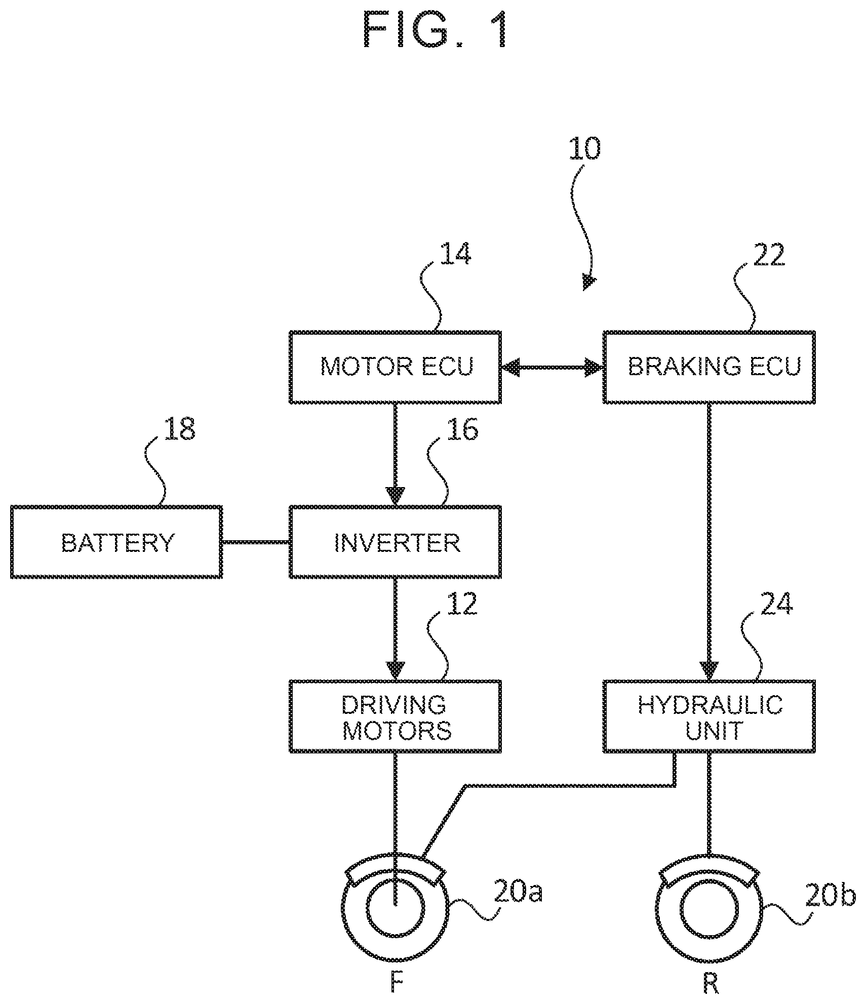 Patent US12351077 Figure 1 – Vehicle brake device