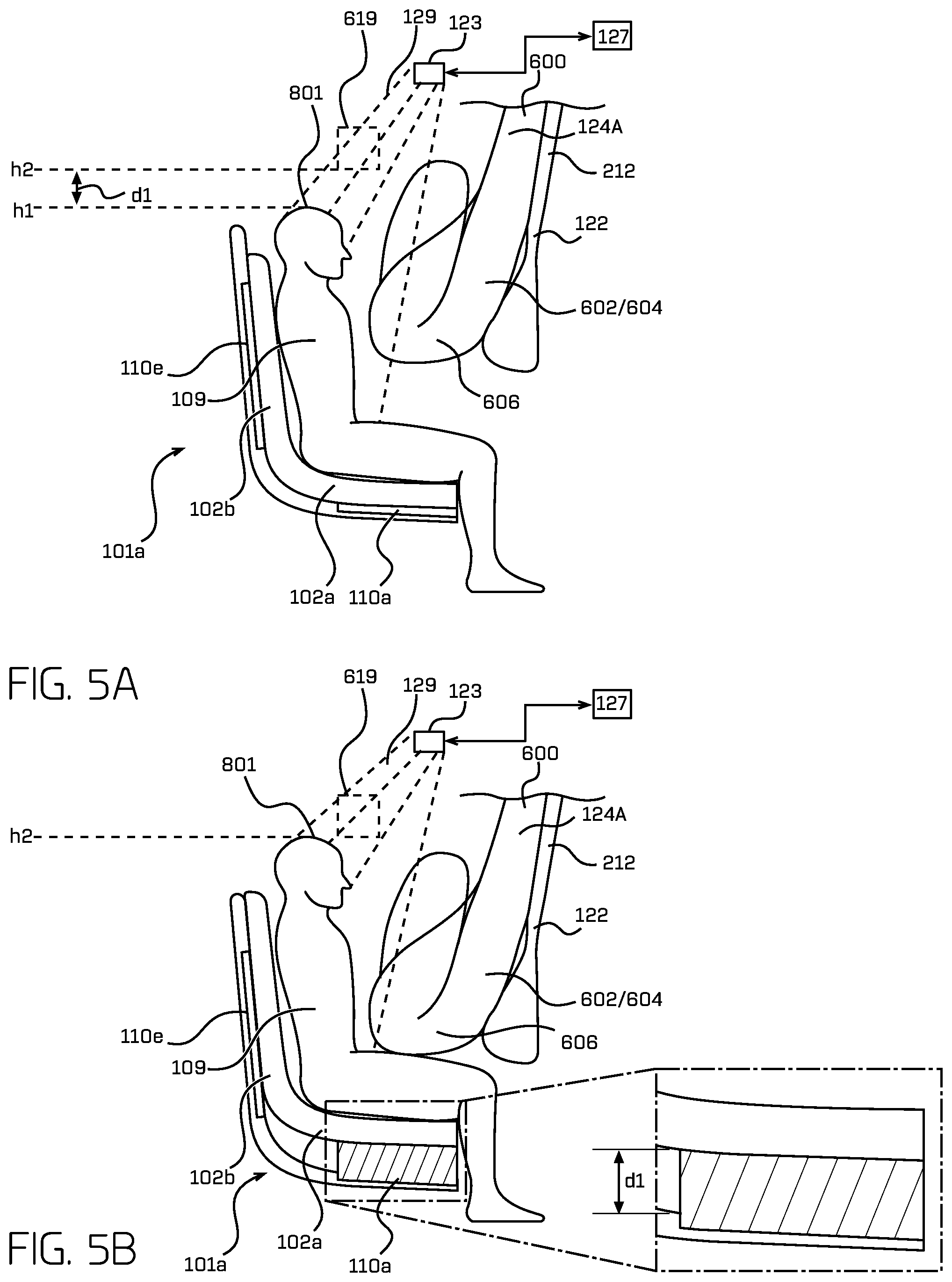 Patent US12351080 Figure 5 – Occupant protection systems that adjust occupant seat positions for safety and comfort