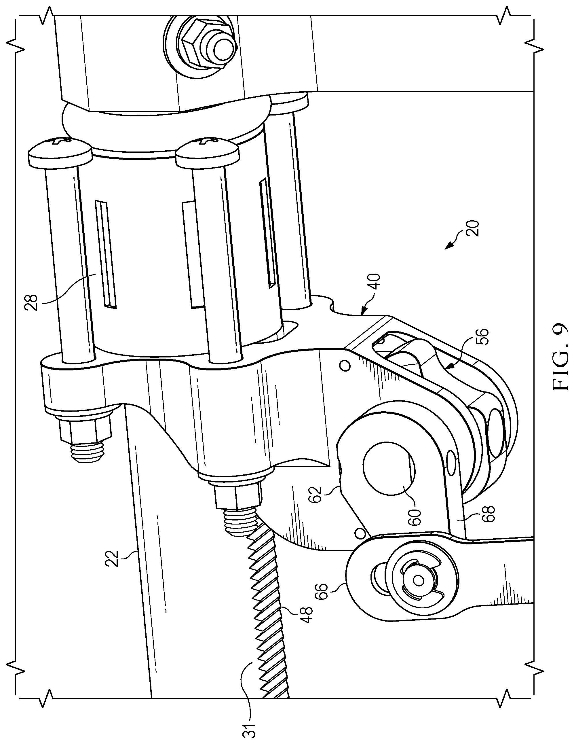 Patent US12351082 Figure 9 – Track lock mechanism
