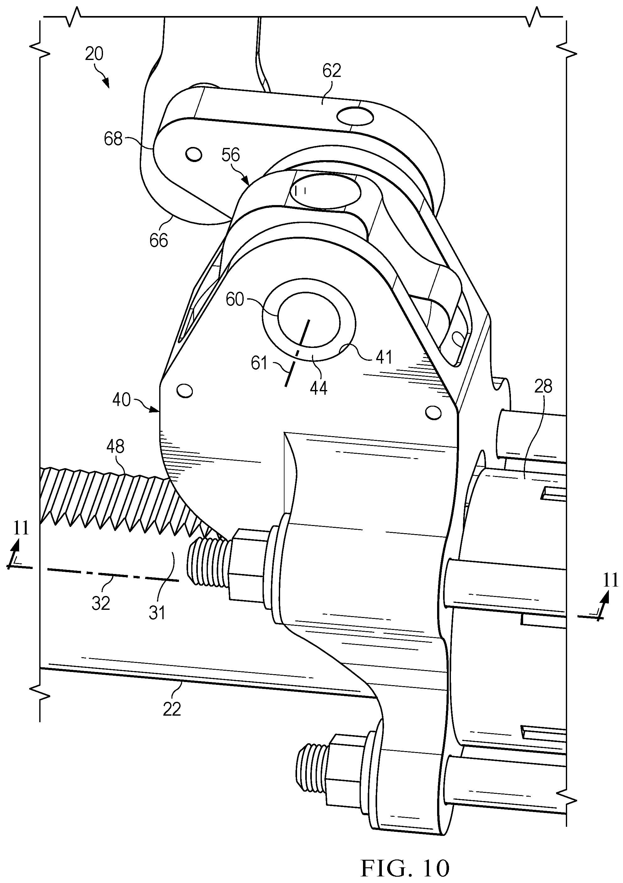 Patent US12351082 Figure 10 – Track lock mechanism