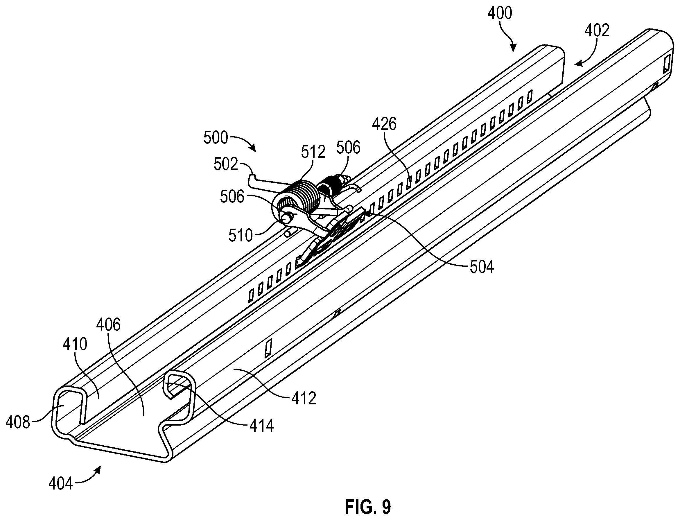 Patent US12351083 Figure 9 – Anti-chuck mechanism for seat track assembly