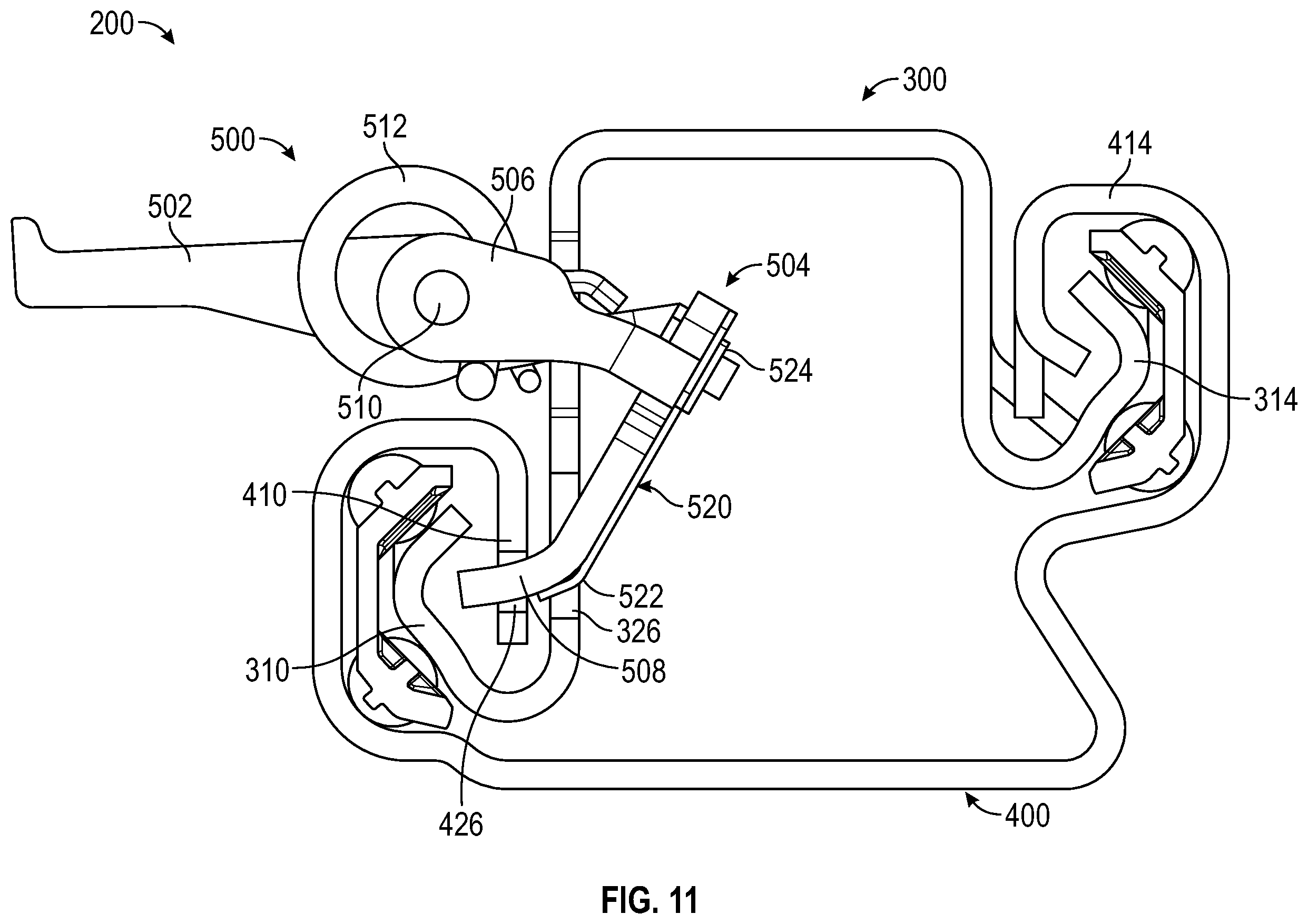 Patent US12351083 Figure 11 – Anti-chuck mechanism for seat track assembly