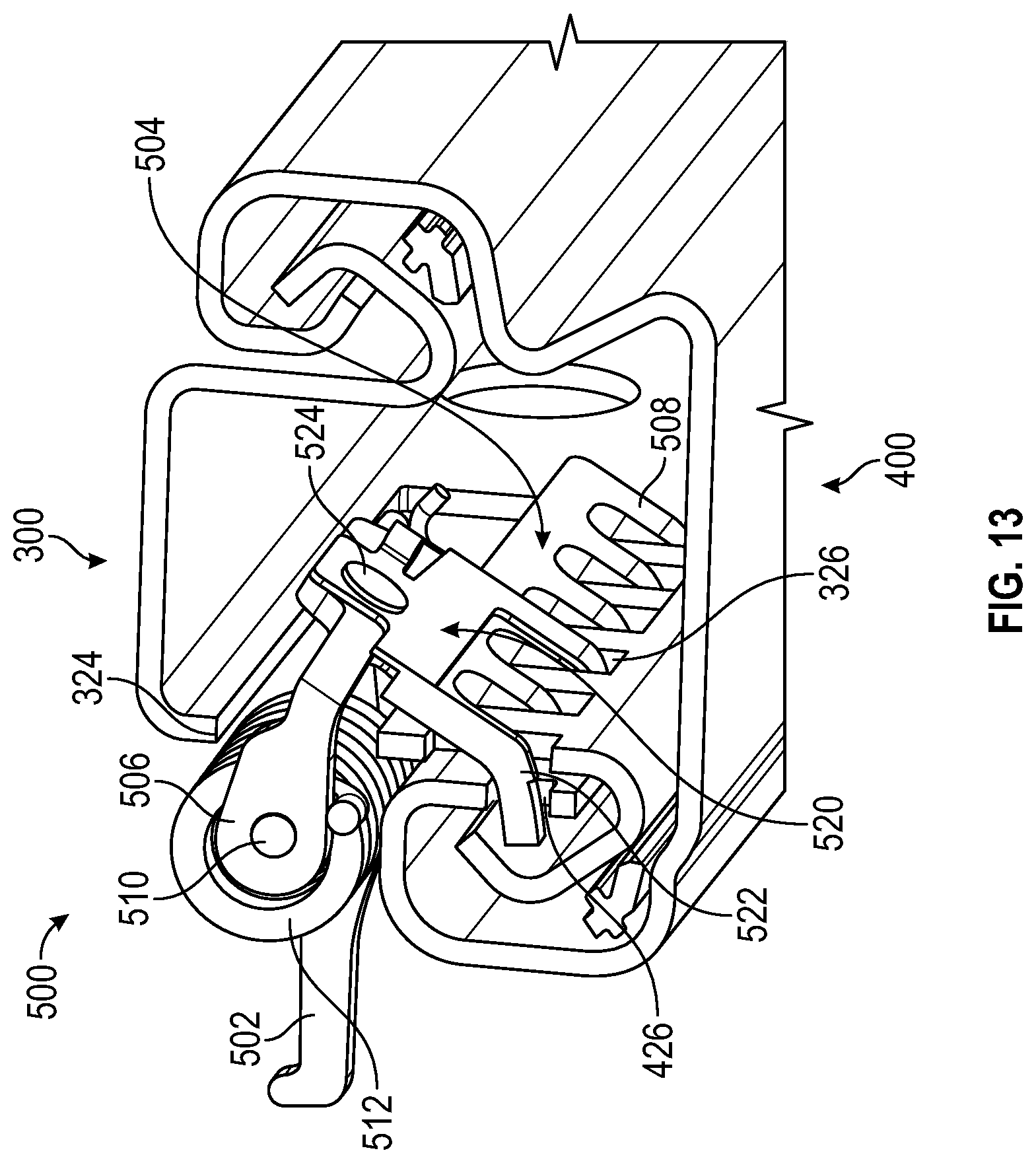Patent US12351083 Figure 13 – Anti-chuck mechanism for seat track assembly