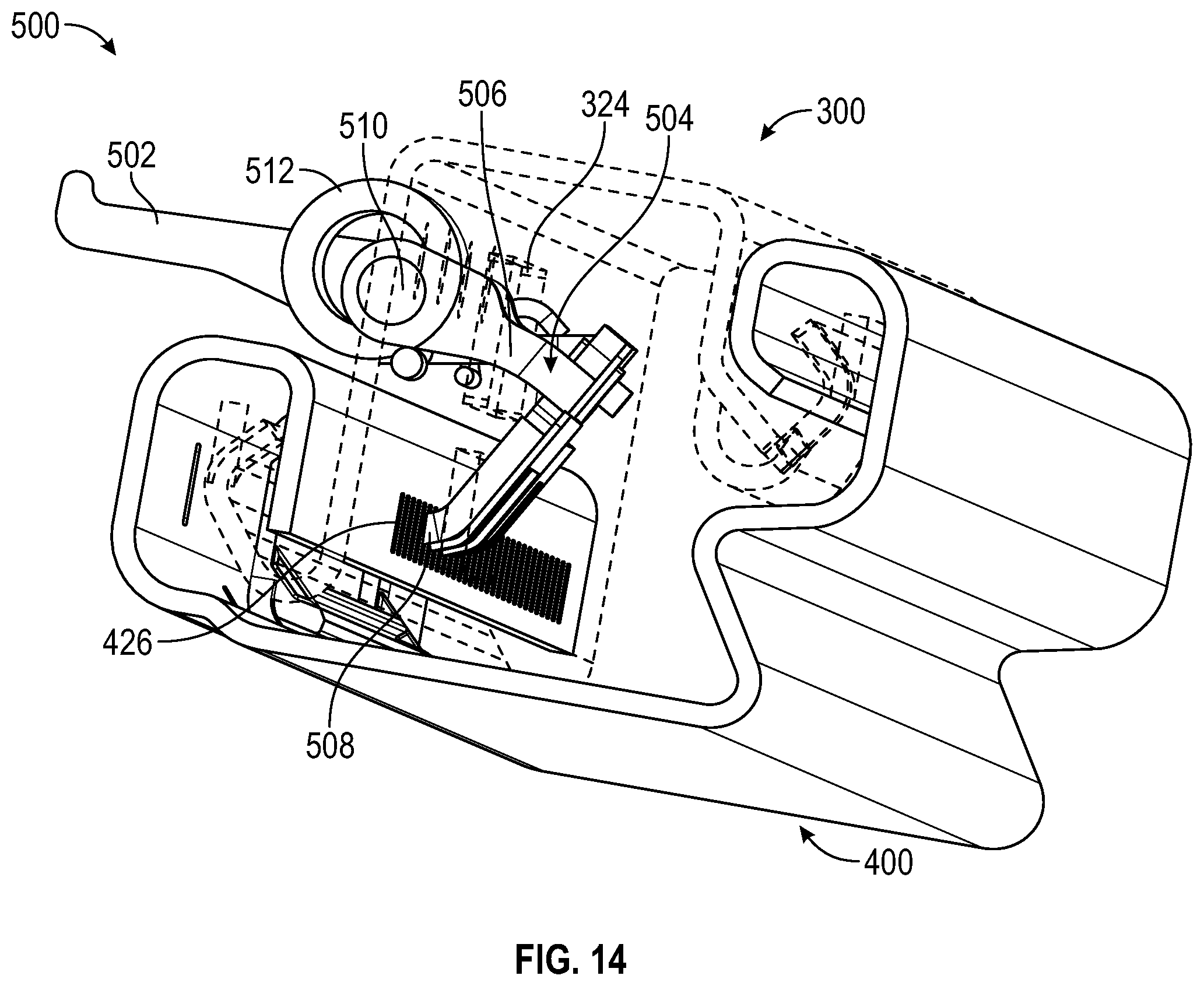 Patent US12351083 Figure 14 – Anti-chuck mechanism for seat track assembly