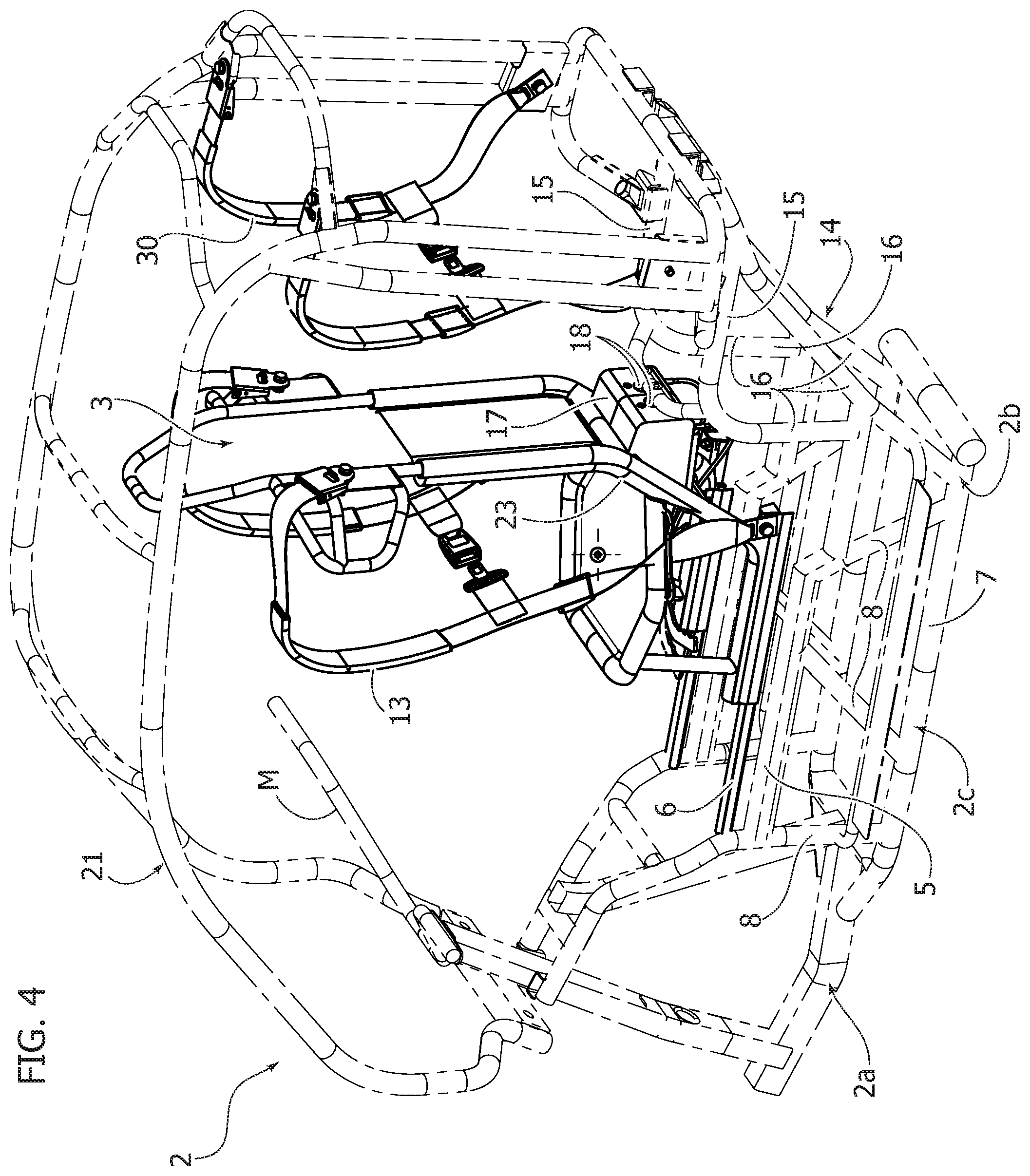 Patent US12351084 Figure 4 – Vehicle structure with facilitated access for the passenger