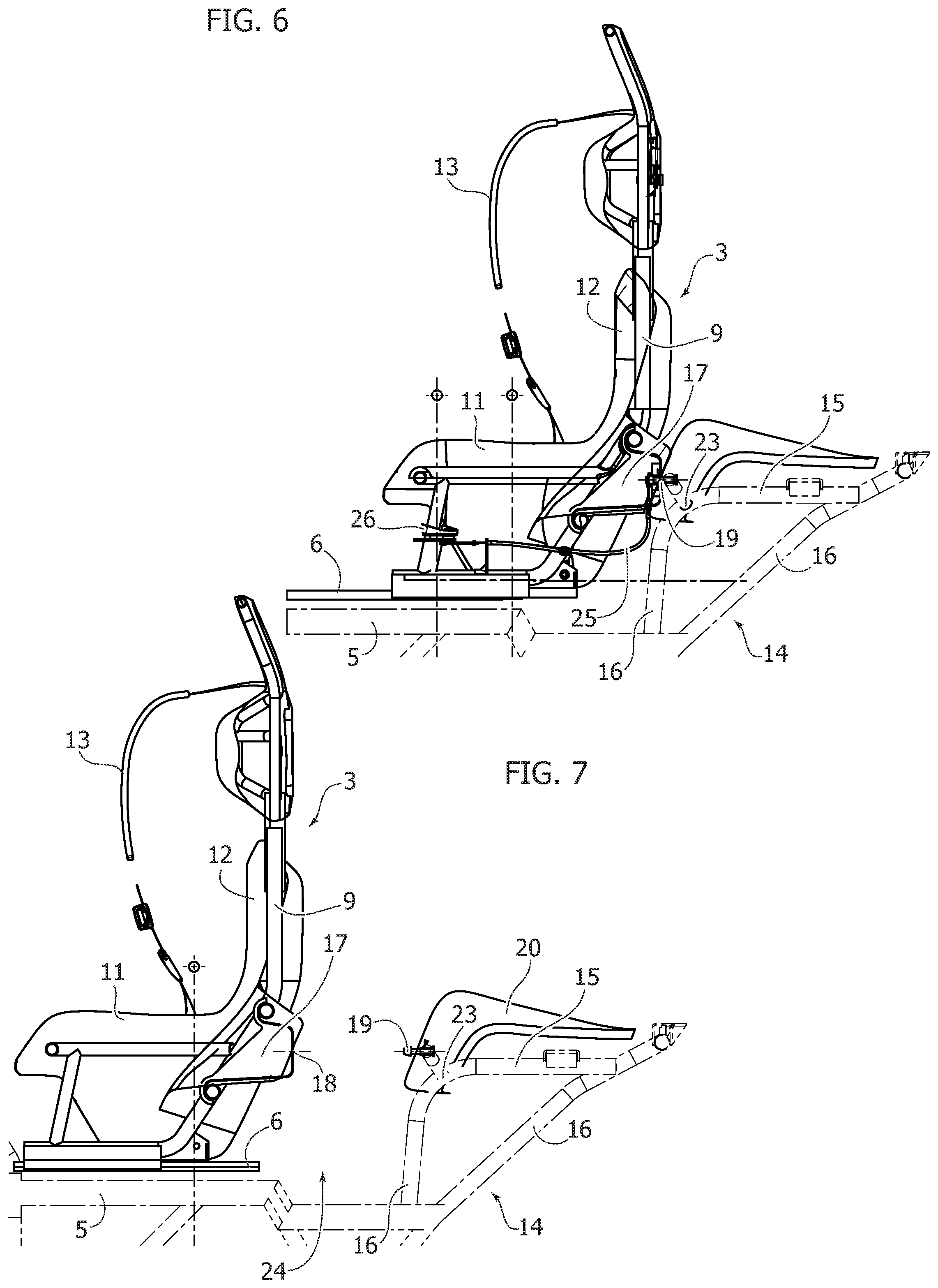 Patent US12351084 Figure 6 – Vehicle structure with facilitated access for the passenger