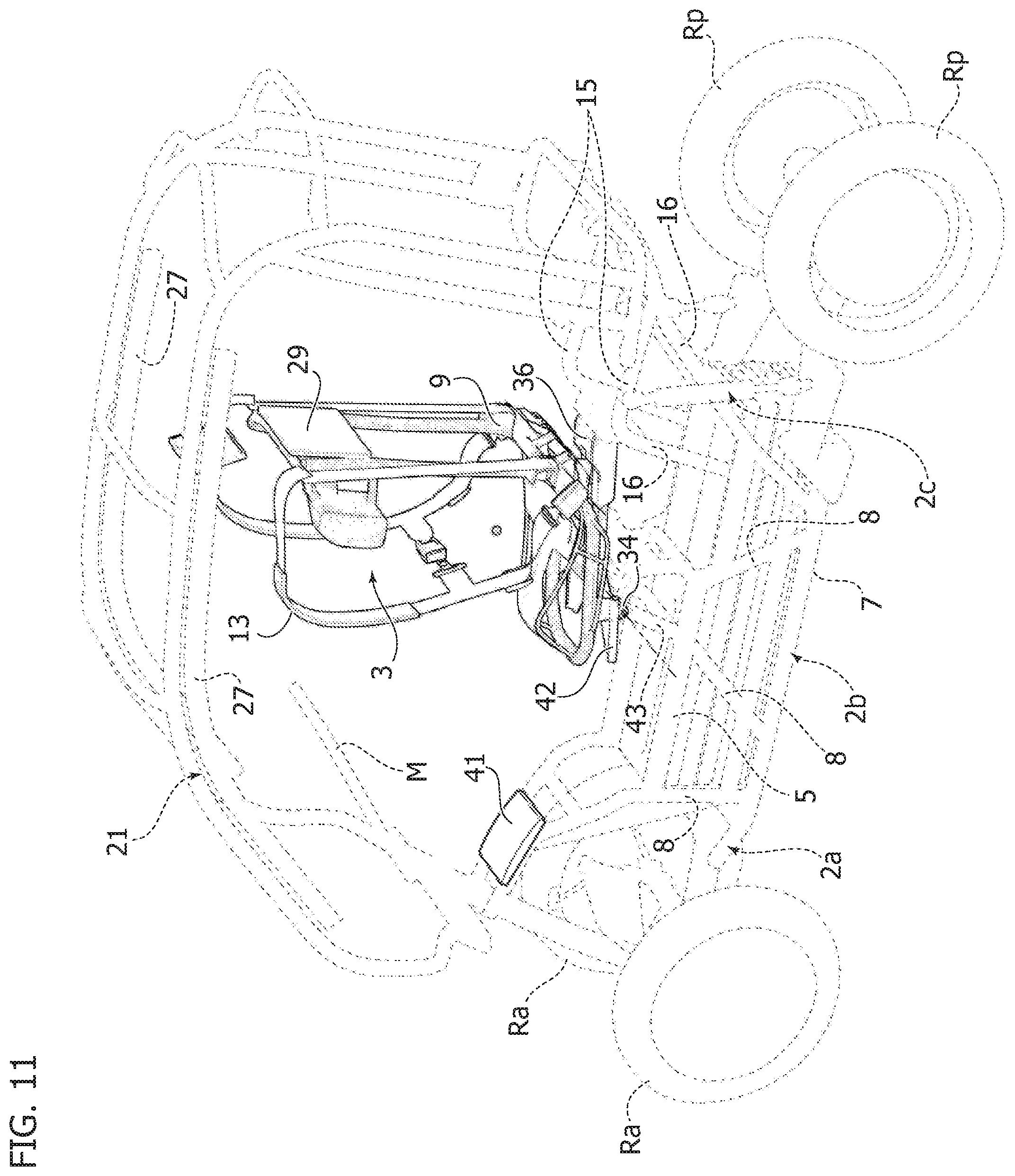 Patent US12351084 Figure 9 – Vehicle structure with facilitated access for the passenger