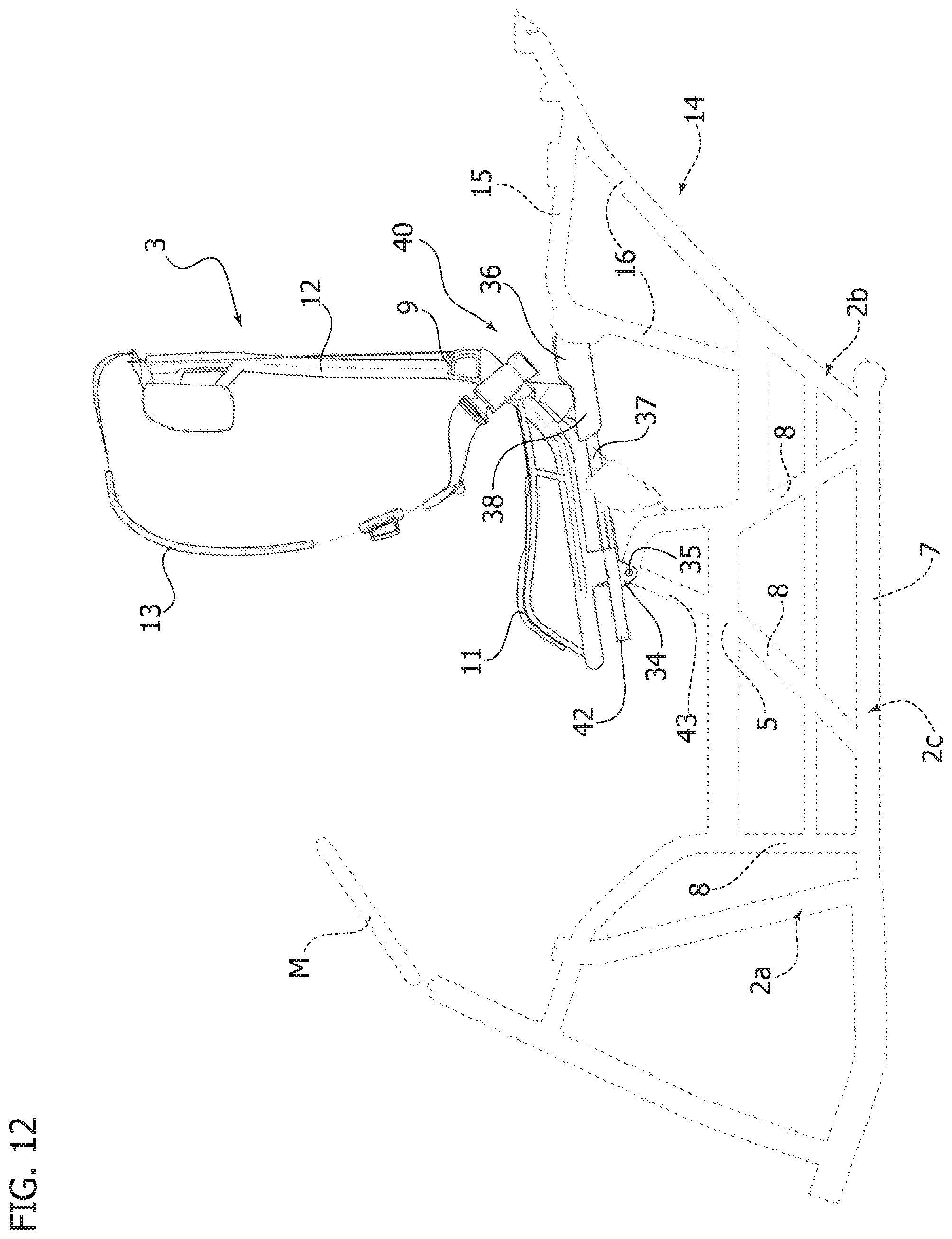 Patent US12351084 Figure 10 – Vehicle structure with facilitated access for the passenger
