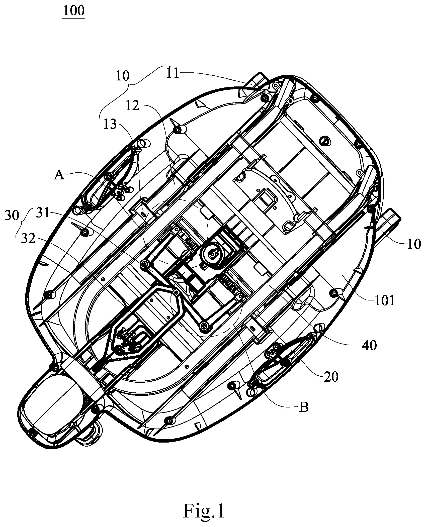 Patent US12351087 Figure 1 – Telescopic adjustment structure