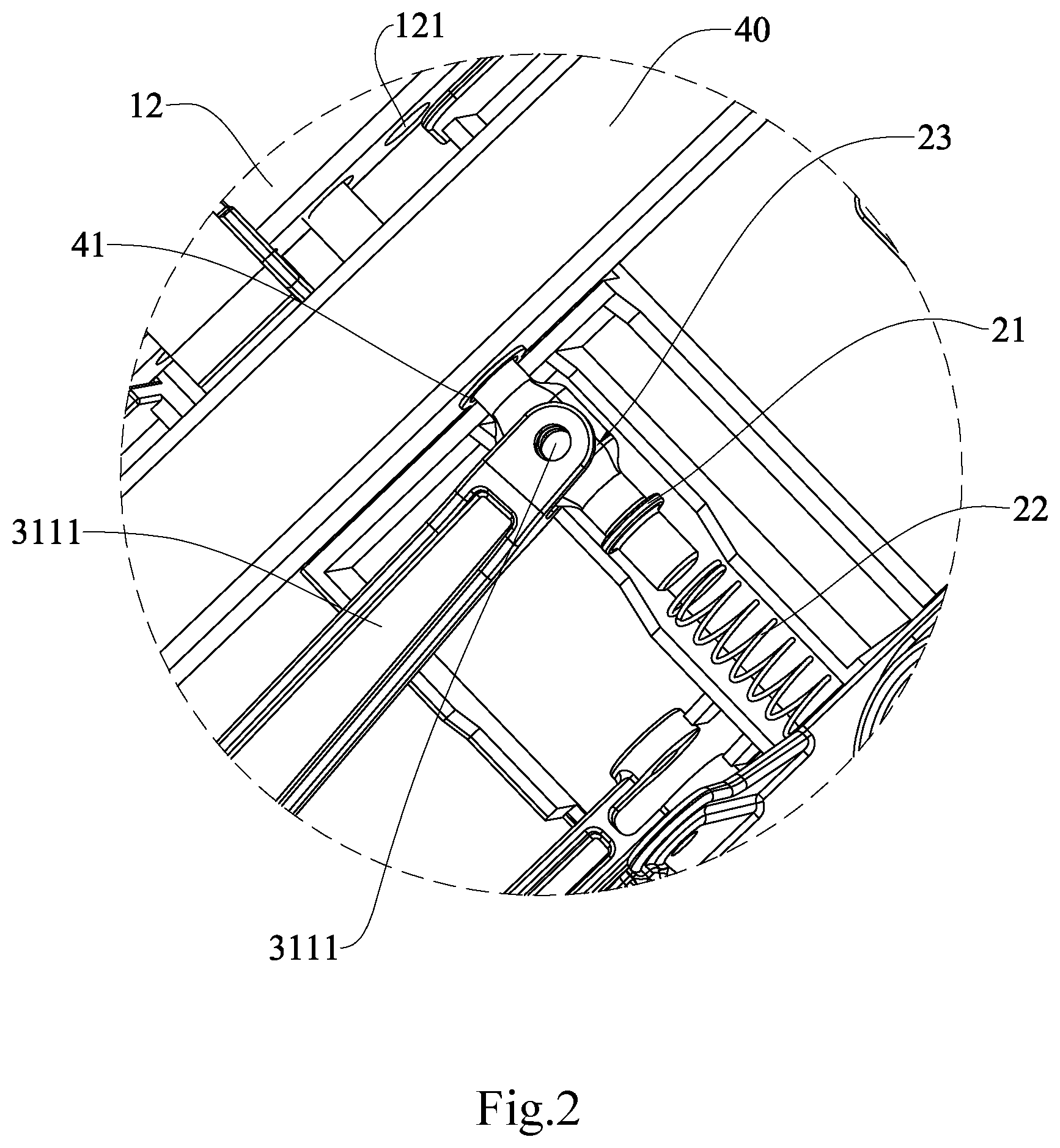 Patent US12351087 Figure 2 – Telescopic adjustment structure