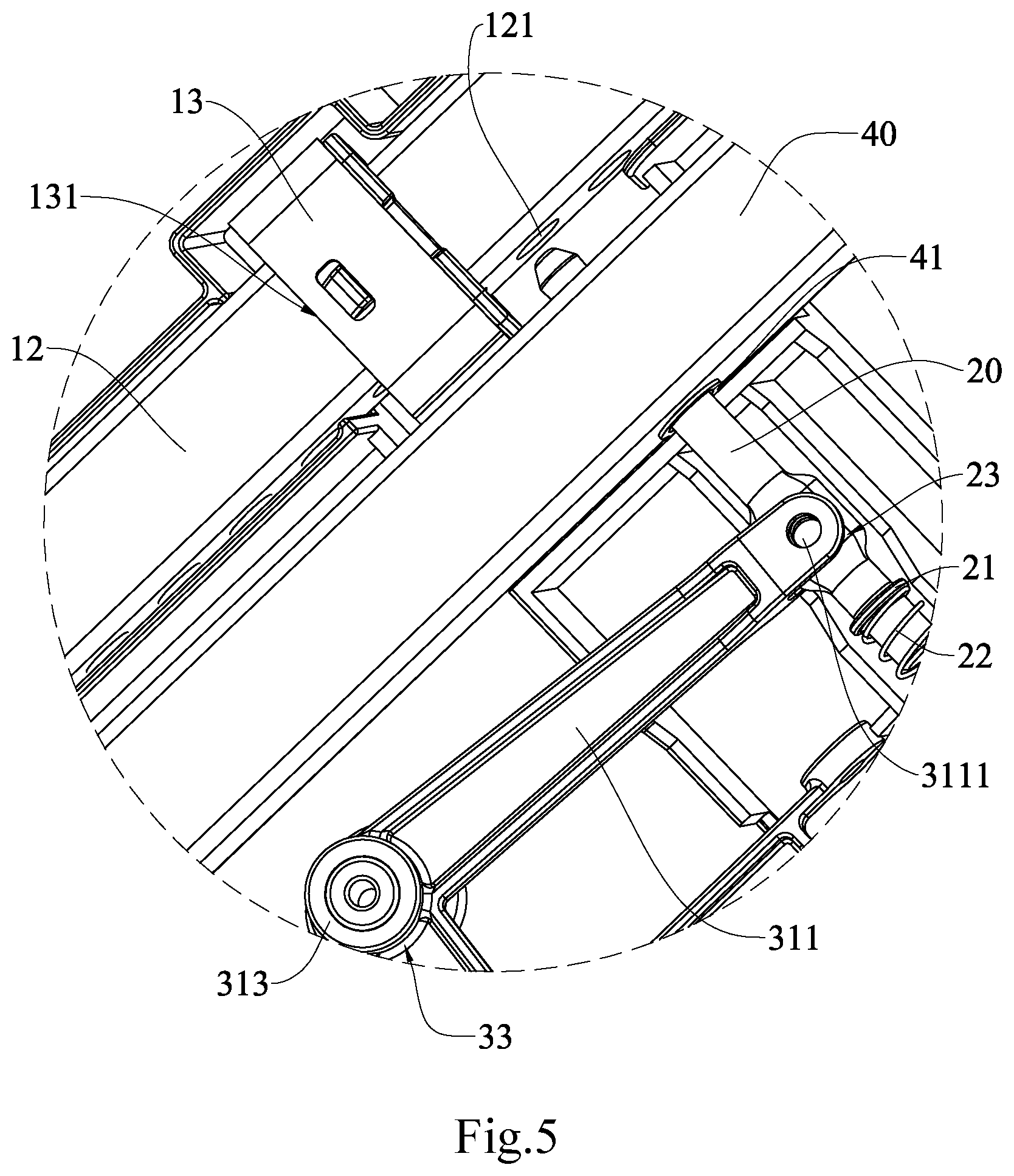 Patent US12351087 Figure 5 – Telescopic adjustment structure