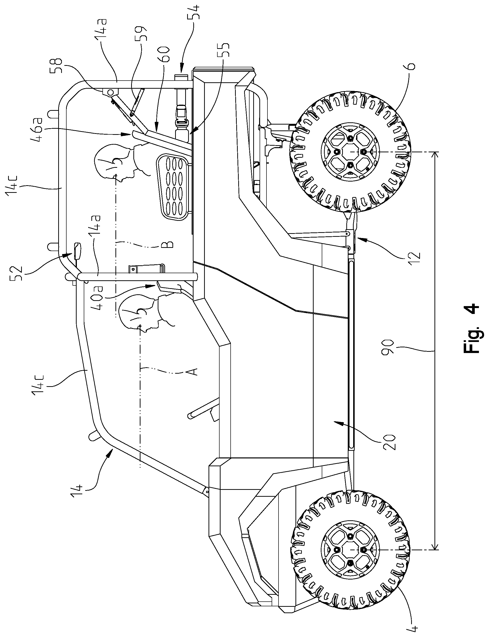 Patent US12351088 Figure 4 – Rear seating for utility vehicle