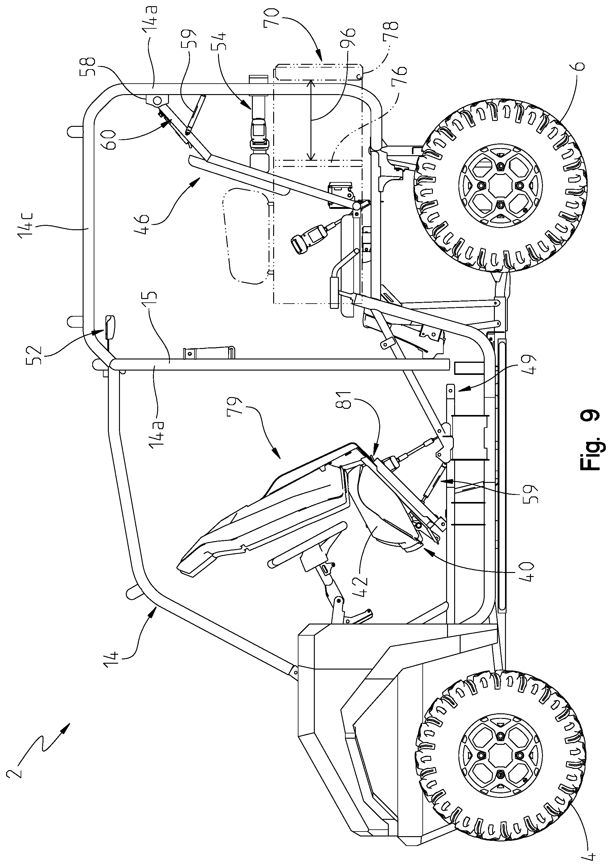 Patent US12351088 Figure 9 – Rear seating for utility vehicle