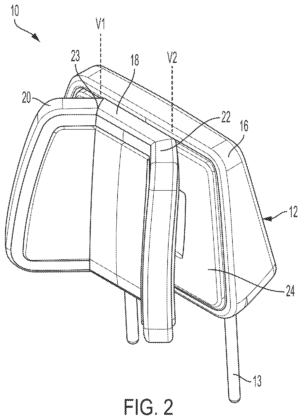 Patent US12351090 Figure 2 – Headrest assembly with friction hinge