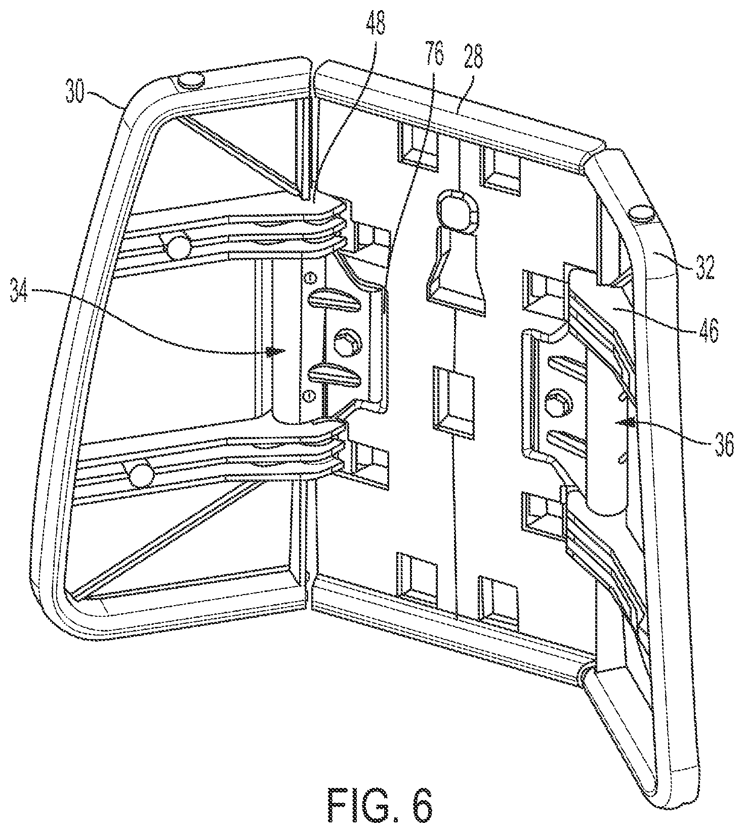 Patent US12351090 Figure 6 – Headrest assembly with friction hinge