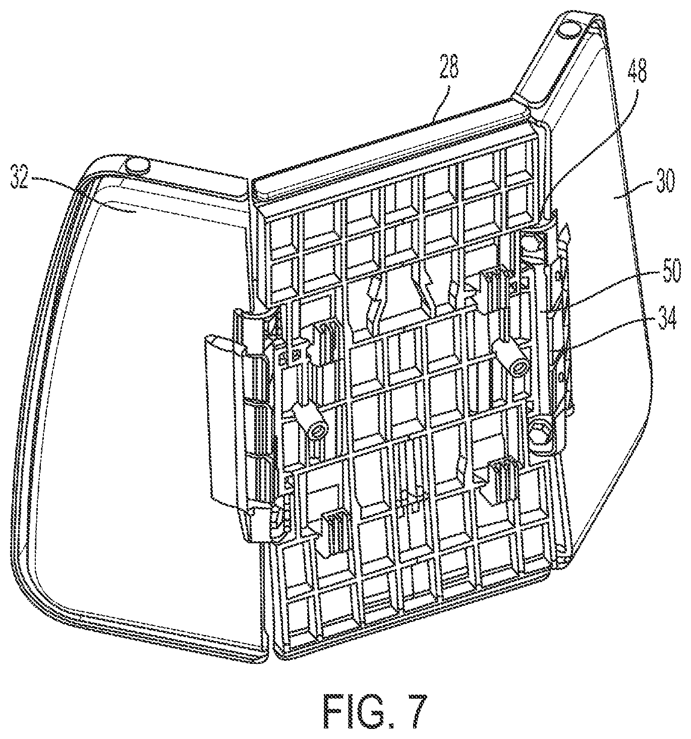 Patent US12351090 Figure 7 – Headrest assembly with friction hinge