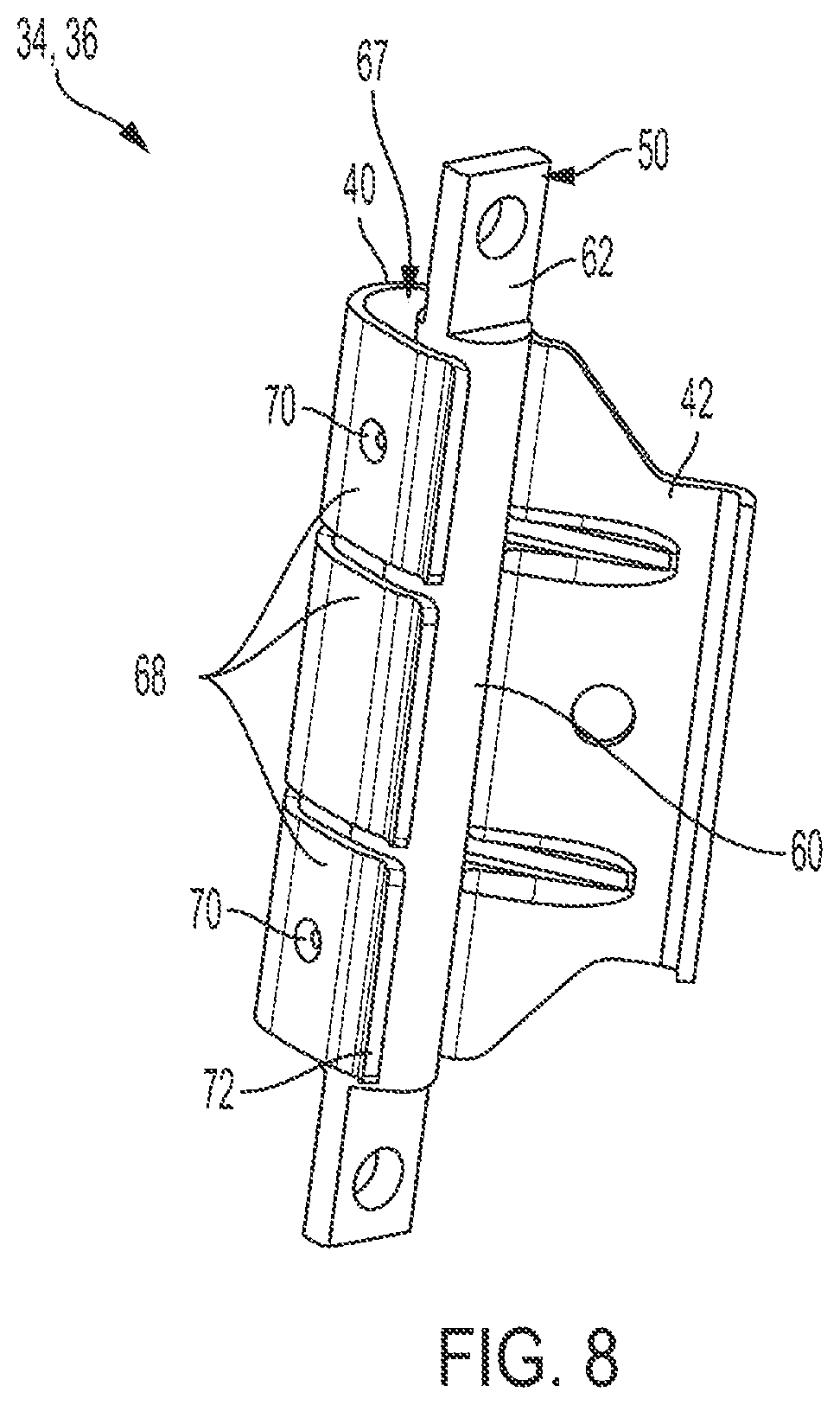 Patent US12351090 Figure 8 – Headrest assembly with friction hinge