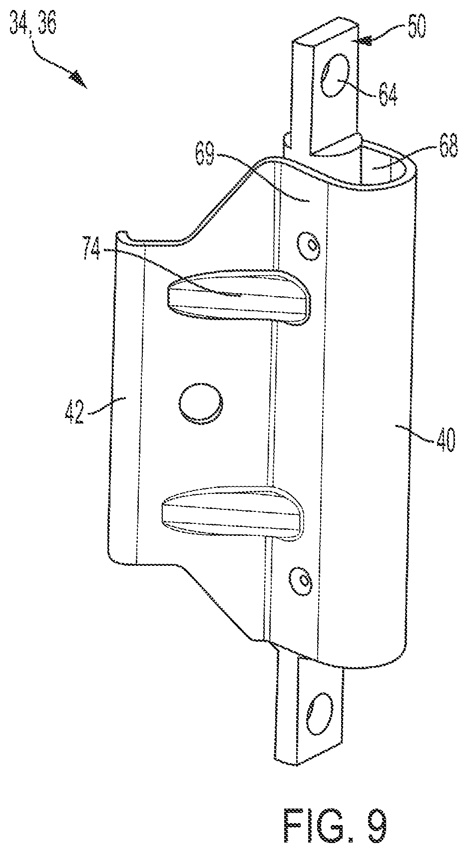 Patent US12351090 Figure 9 – Headrest assembly with friction hinge