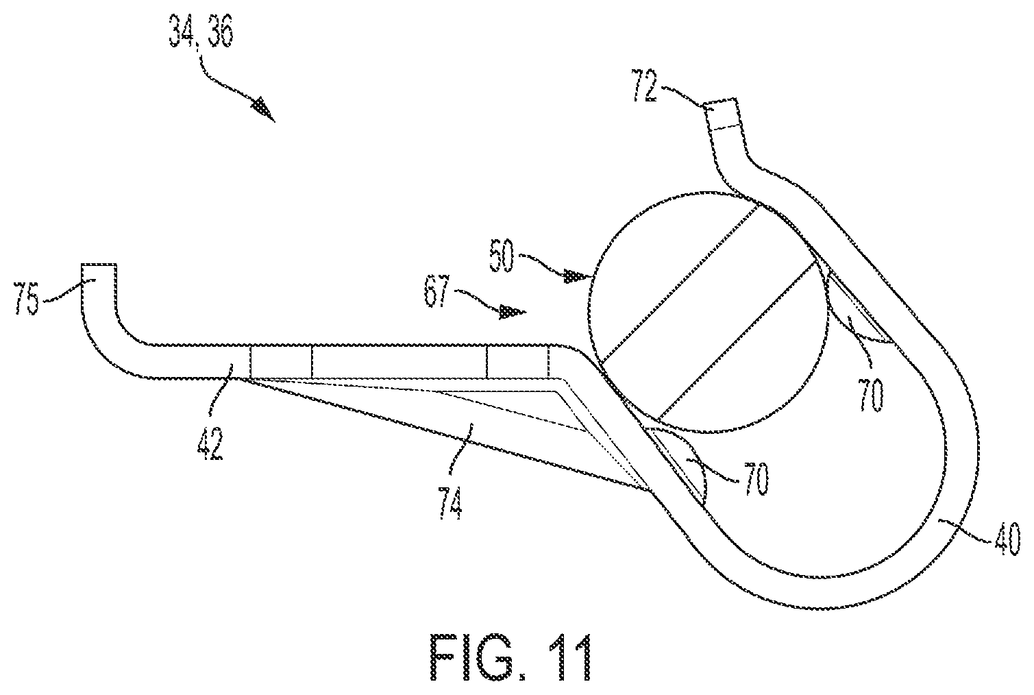 Patent US12351090 Figure 11 – Headrest assembly with friction hinge