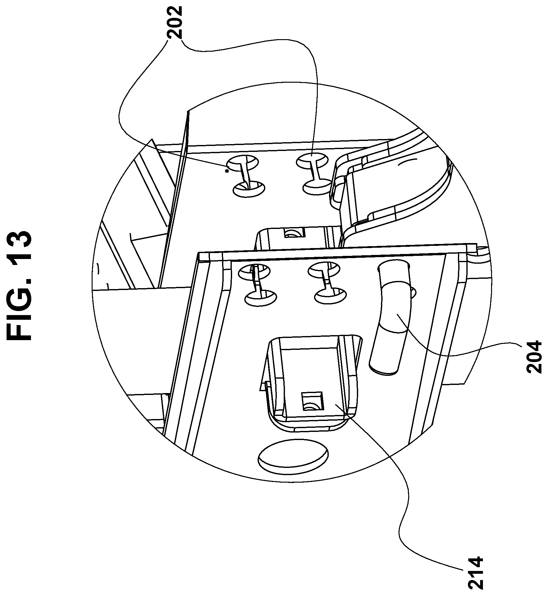Patent US12351094 Figure 13 – Convertible ramp body for use with vehicles having cargo beds, a combination vehicle and convertible ramp body, and/or a method of loading rolling tools into a cargo bed of a vehicle using a convertible ramp body