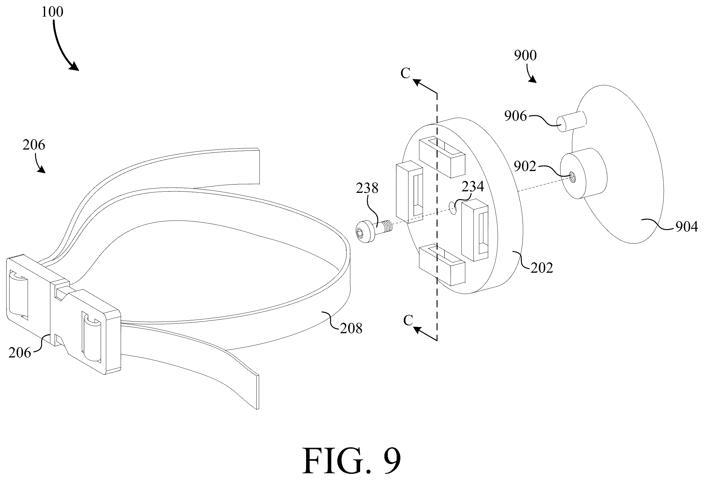 Patent US12351096 Figure 9 – Detachable tie down