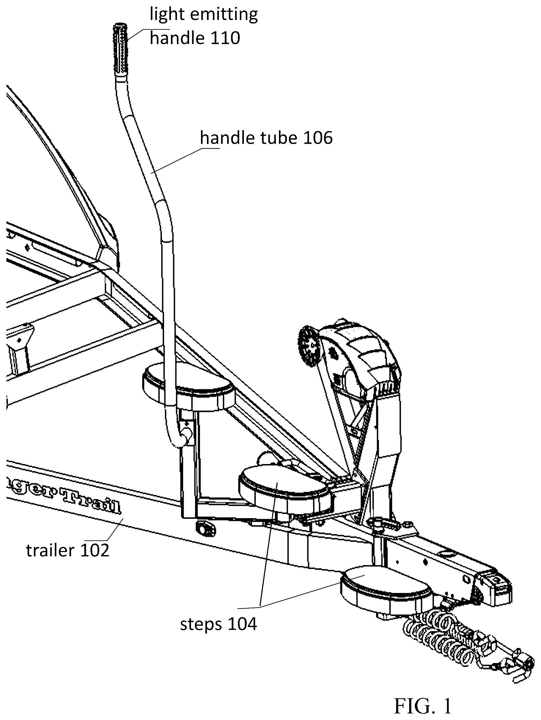 Patent US12351102 Figure 1 – Light emitting handle